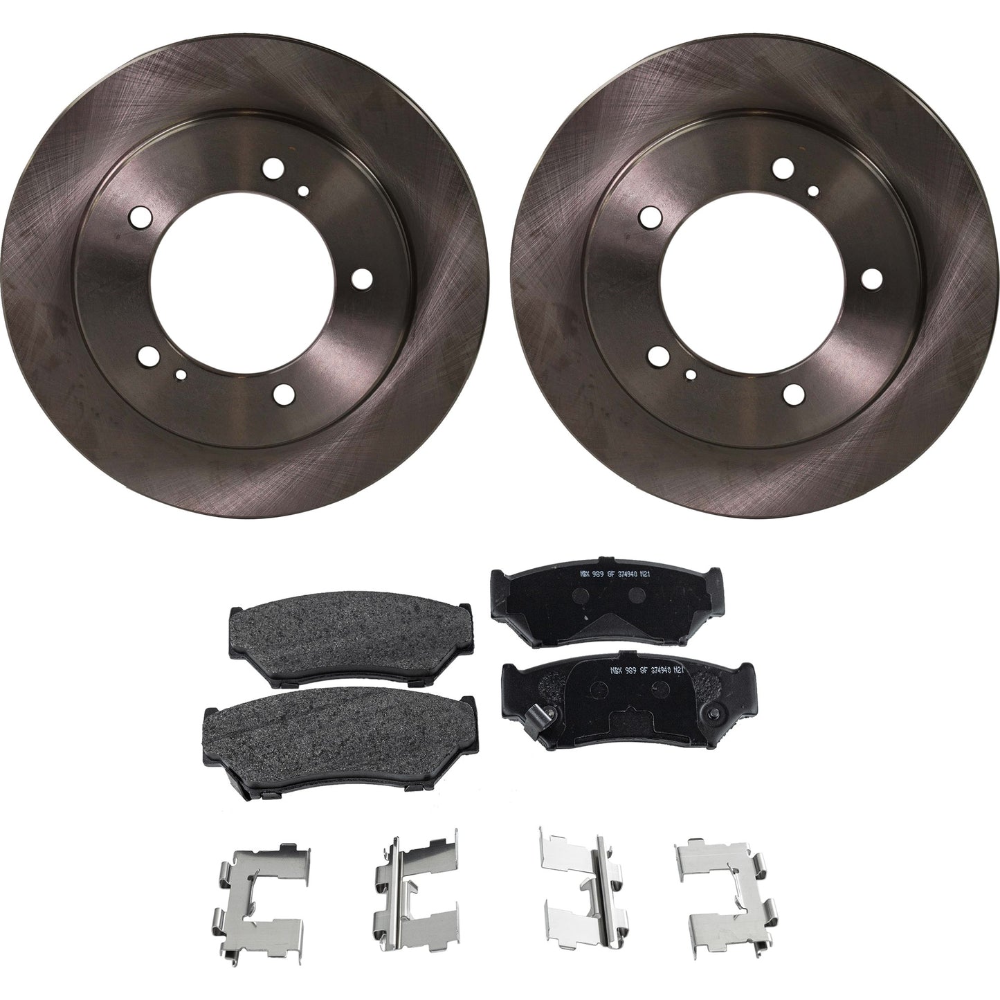 2-Wheel Set Front Brake Disc and Pad Kit, Plain Surface 5 Lugs 287.02 mm Semi-metallic Pro-Line Series, Includes (1) Brake Pad Set and (2) Brake Disc