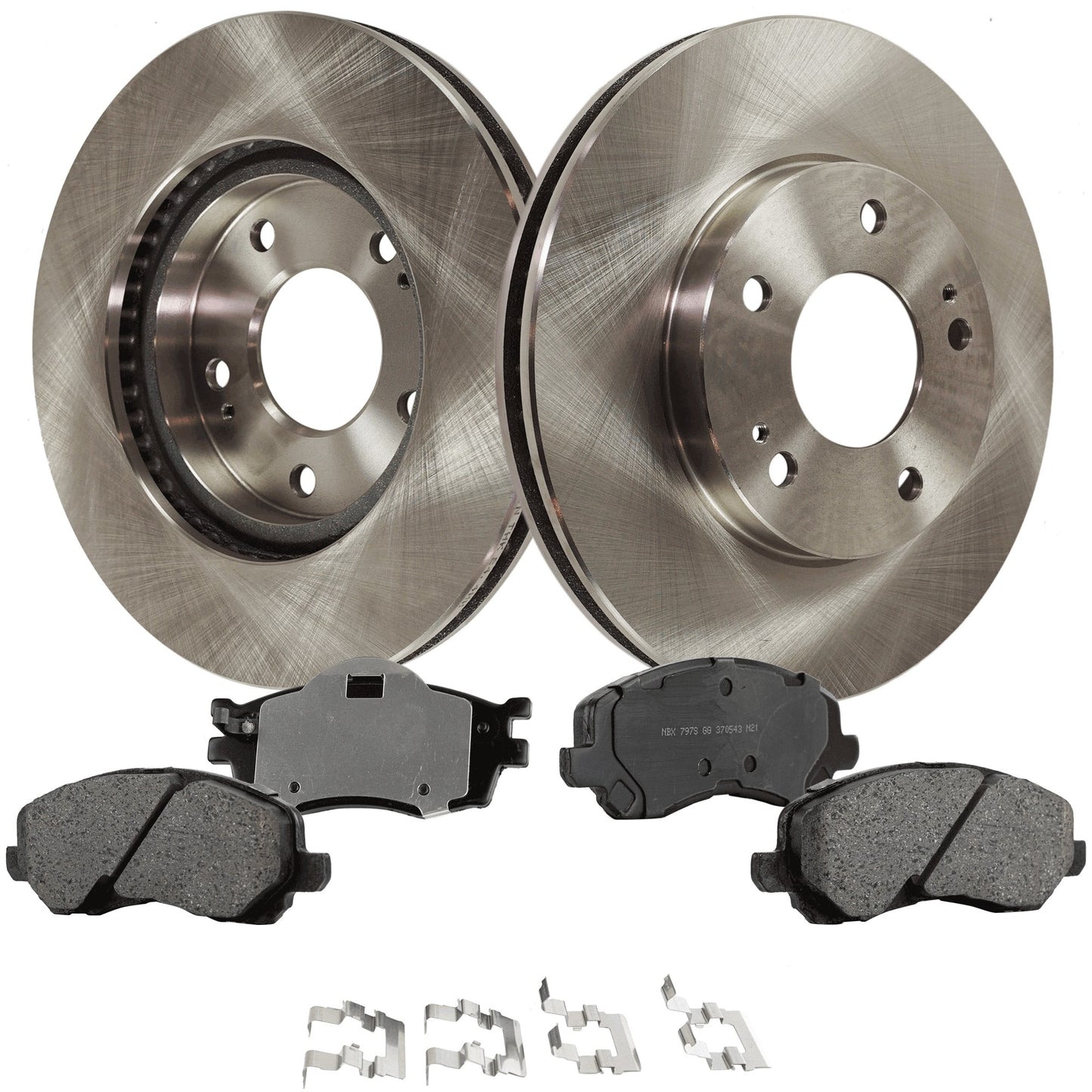 2-Wheel Set Front Brake Disc and Pad Kit, Plain Surface 5 Lugs 276.3 mm Ceramic Pro-Line Series, Includes (2) Brake Disc and (1) Brake Pad Set