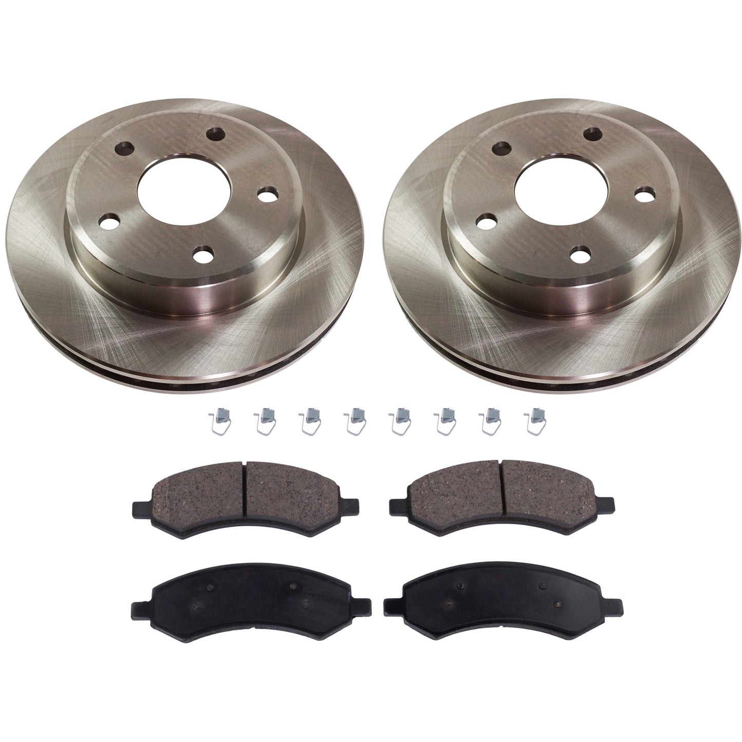2-Wheel Set Front Brake Disc and Pad Kit, Plain Surface 5 Lugs 311.91 mm Semi-metallic Pro-Line Series, Includes (2) Brake Disc and (1) Brake Pad Set