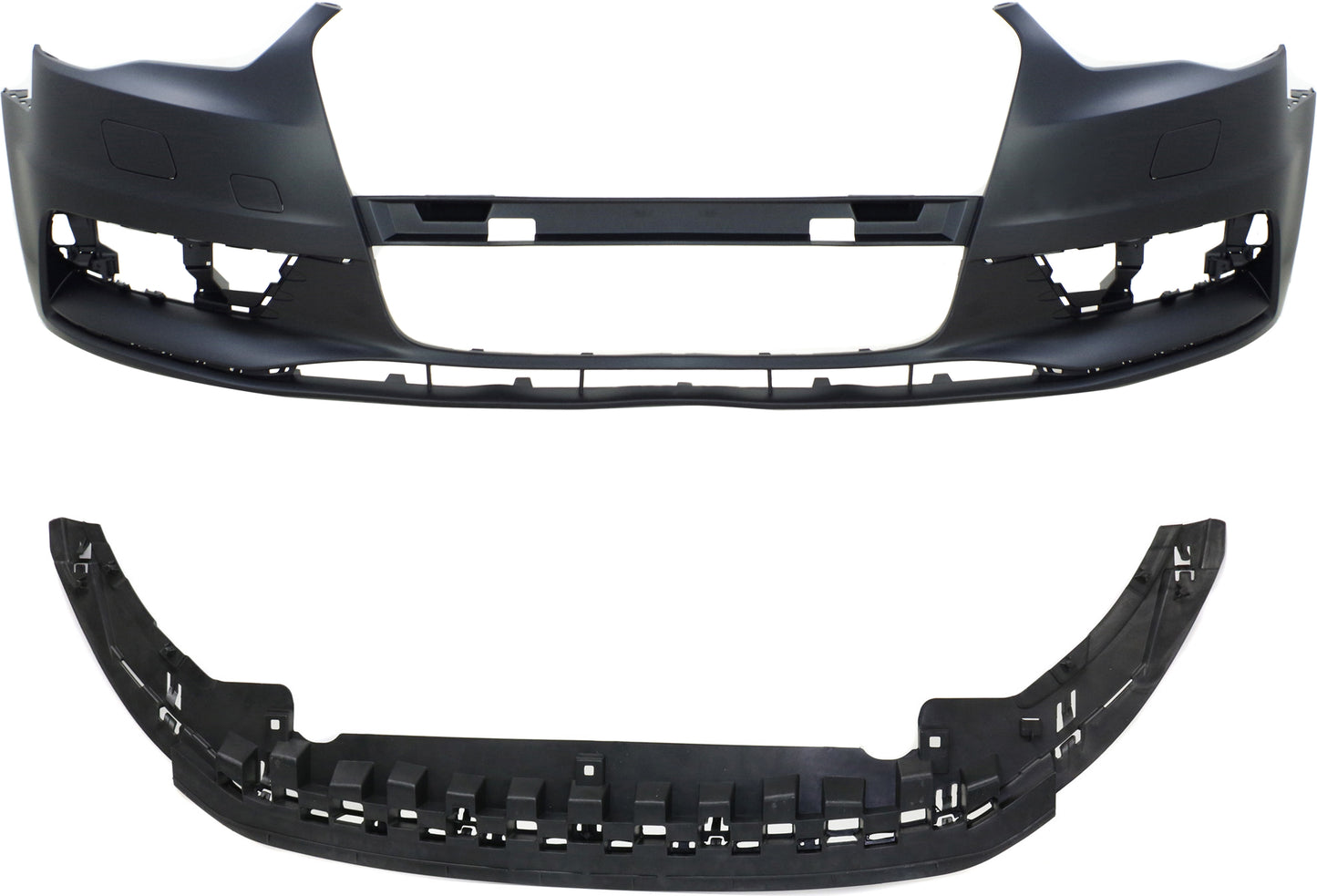 2-Piece Kit, Front Primed Bumper Cover, For Models Without Headlight Washer and Parking Aid Sensor, Includes (1) Bumper Cover and (1) Valance
