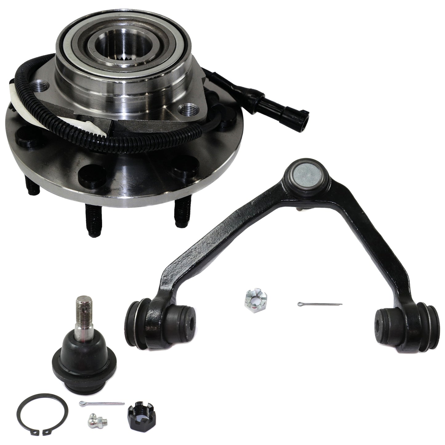 3-Piece Kit Wheel Hub,, 4WD, Includes (1) Wheel Hub, (1) Control Arm and (1) Ball Joint