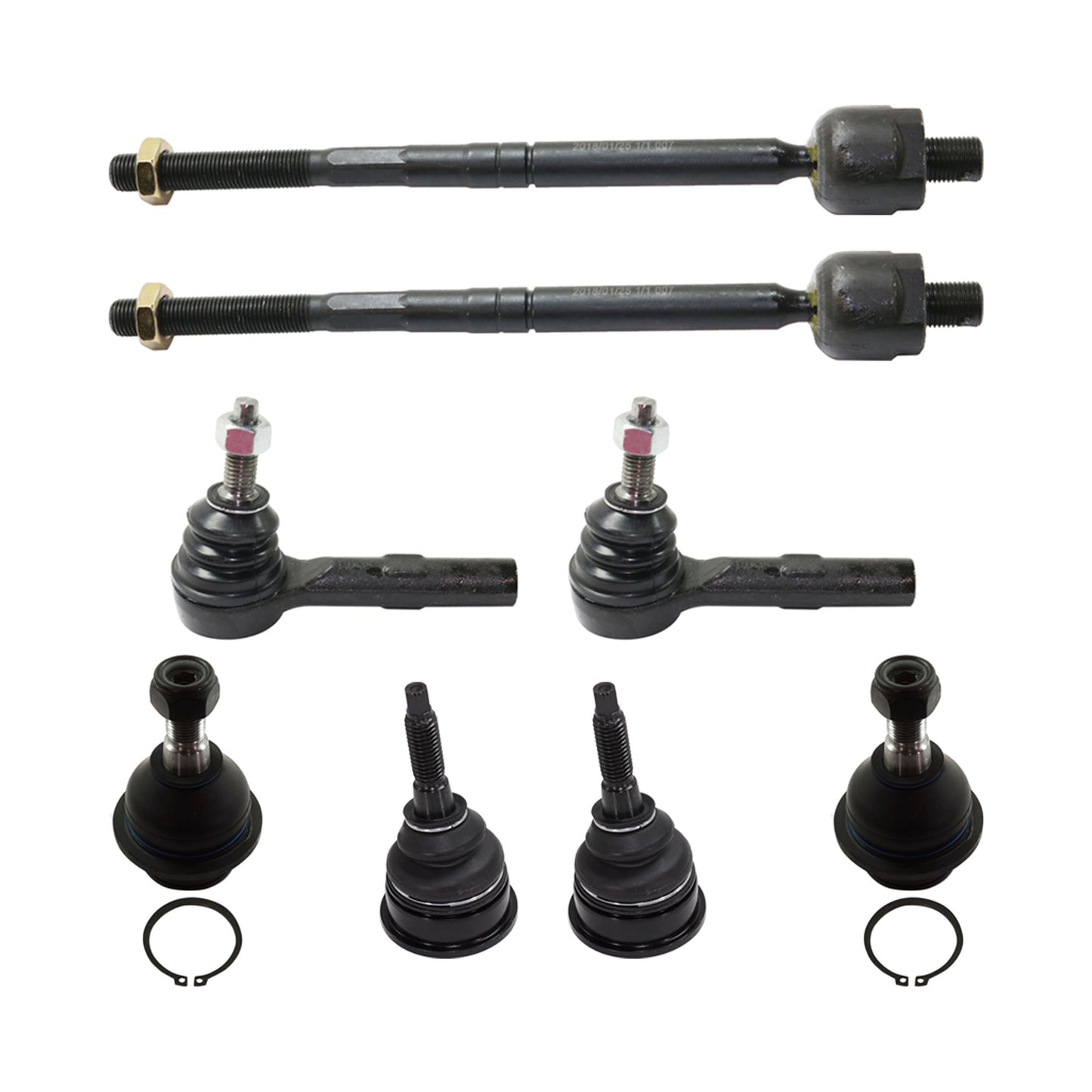 8-Piece Kit Front, Driver and Passenger Side Suspension Kit, Includes (4) Ball Joint and (4) Tie Rod End