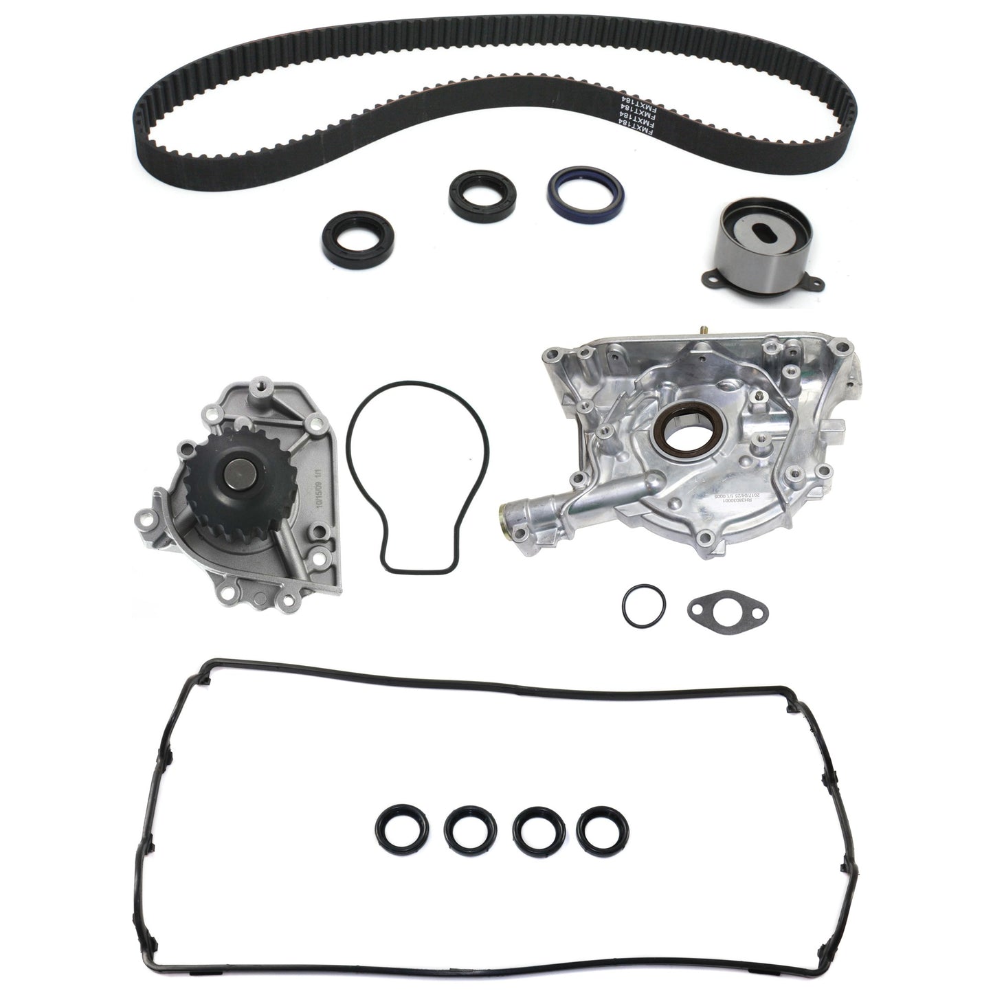 4-Piece Kit Timing Belt Kit, Water Pump Included, Includes (1) Timing Belt Kit, (1) Valve Cover Gasket, (1) Water Pump and (1) Oil Pump