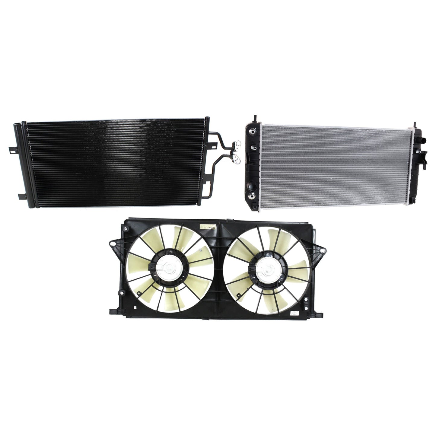 3-Piece Kit A/C Condenser, 4.6L, 8Cyl, Includes (1) A/C Condenser, (1) Cooling Fan Assembly and (1) Radiator
