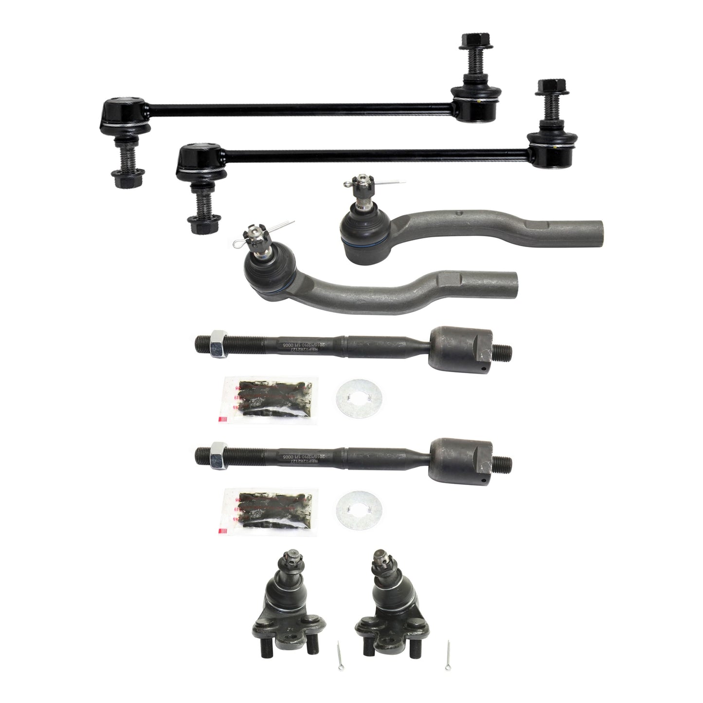 8-Piece Kit Tie Rod End Includes (2) Ball Joint, (2) Sway Bar Link and (4) Tie Rod End