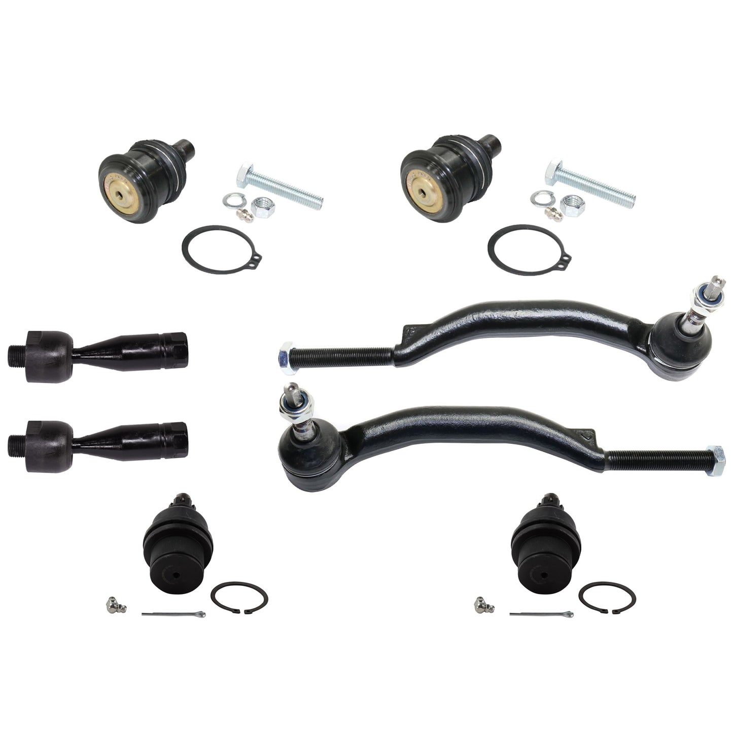 8-Piece Kit Tie Rod End Includes (4) Ball Joint and (4) Tie Rod End