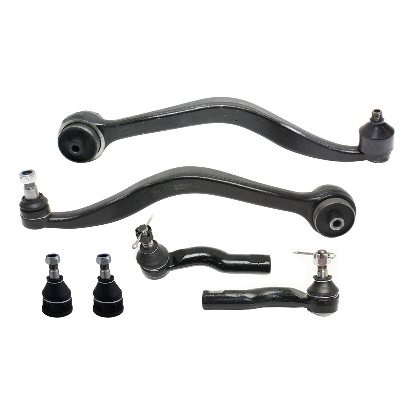 6-Piece Kit Front, Driver and Passenger Side Control Arms, Includes (2) Ball Joint, (2) Control Arm, and (2) Tie Rod End