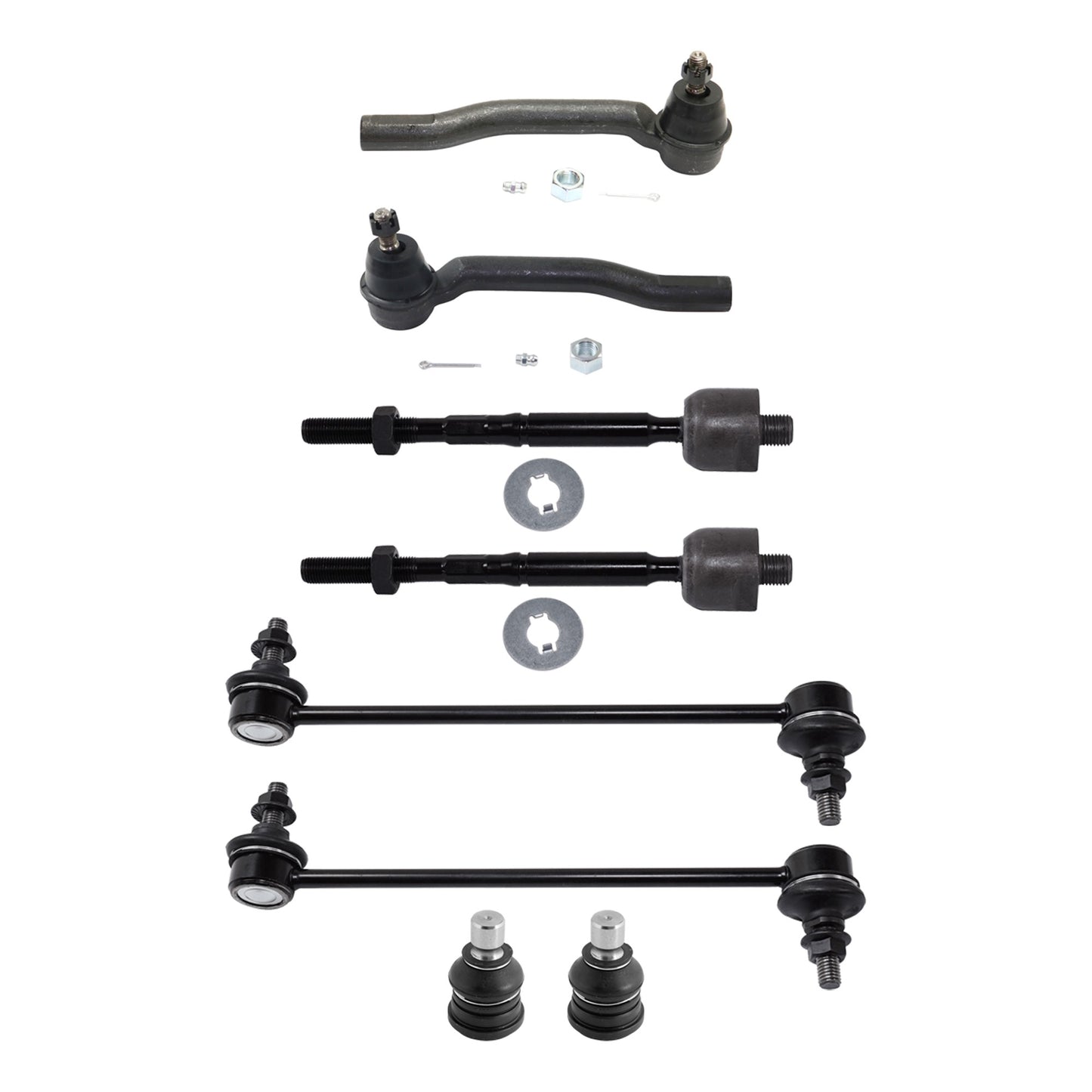 8-Piece Kit Front Sway Bar Link, Includes (2) Ball Joint, (2) Sway Bar Link, and (4) Tie Rod End