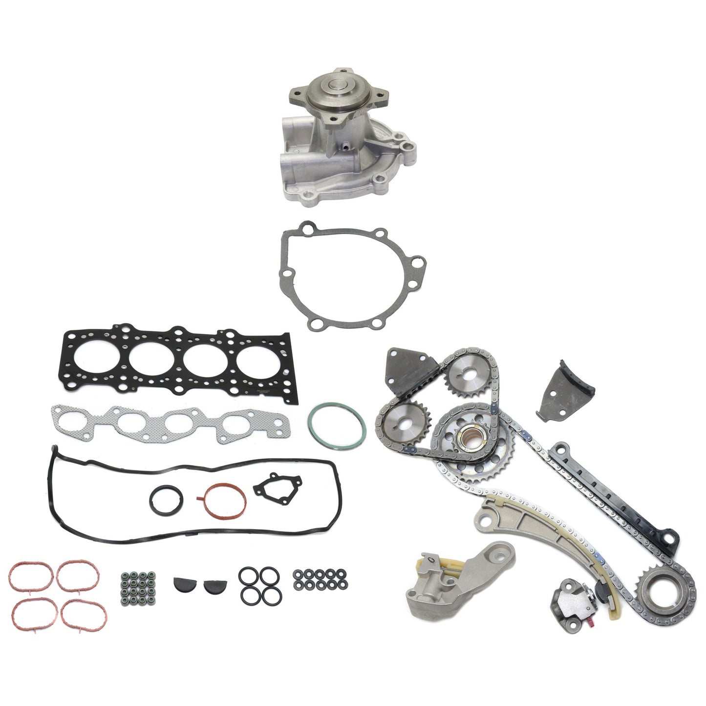 3-Piece Kit Timing Chain Kit, 2.0L, 4Cyl Includes (1) Cylinder Head Gasket, (1) Timing Chain Kit, and (1) Water Pump