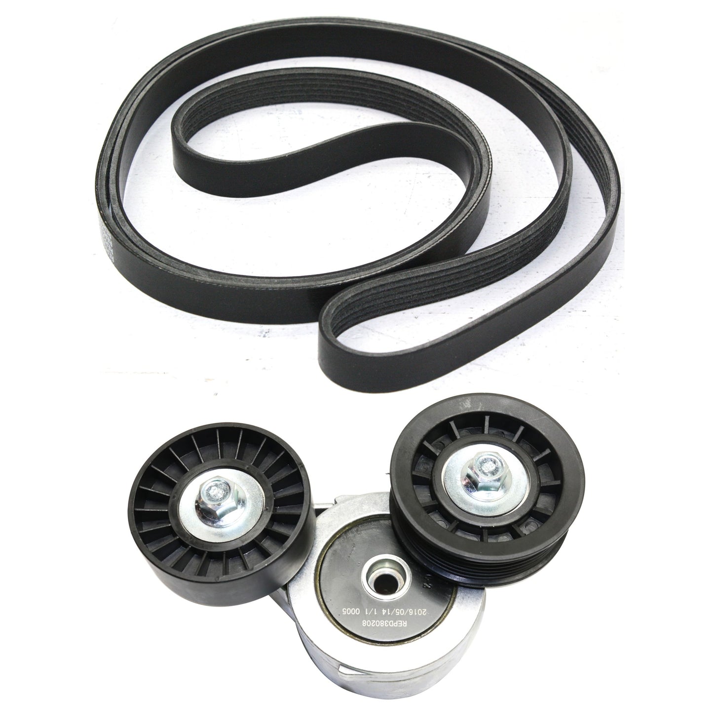 2-Piece Kit Accessory Belt Tensioner Kit, includes (1) Accessory Belt Tensioner Kit and (1) Drive Belt