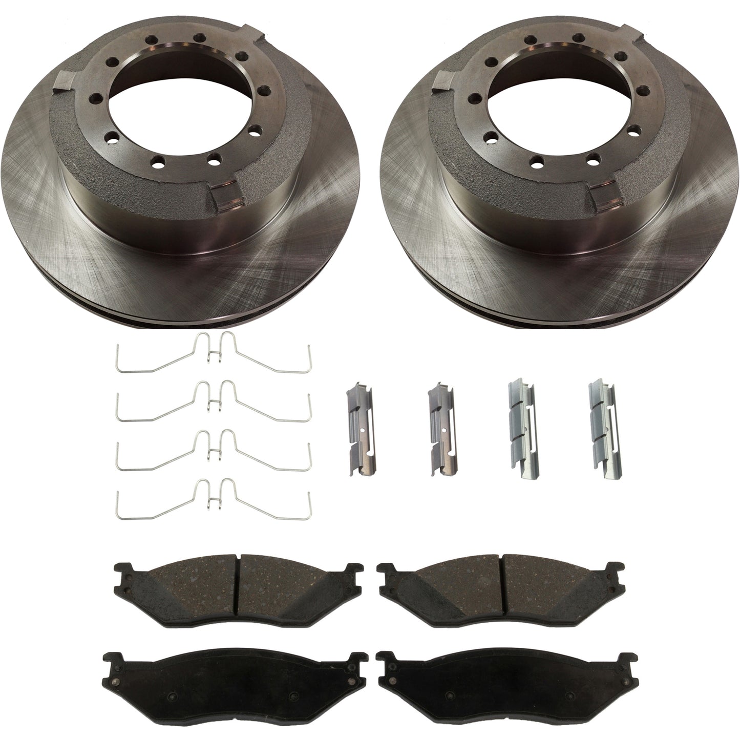 Комплект тормозных дисков и колодок на 2 колеса, гладкая поверхность, 10 болтов, 390 мм, полуметаллическая серия Pro-Line, включает в себя (2) тормозных диска и (1) комплект тормозных колодок