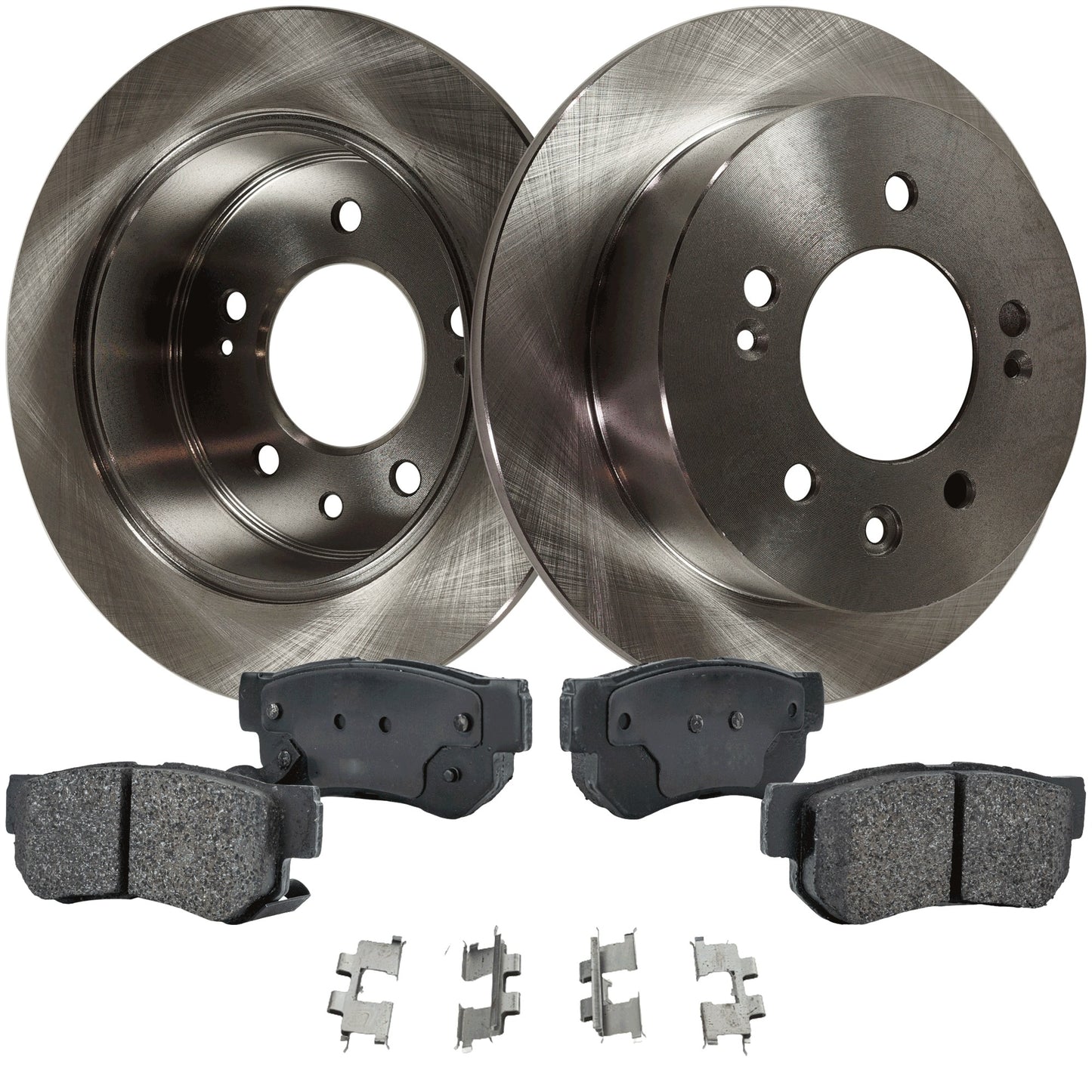 Комплект тормозных дисков и колодок на 2 колеса, гладкая поверхность, 5 болтов, 261,87 мм, керамические, серия Pro-Line, включает в себя (2) тормозных диска и (1) комплект тормозных колодок