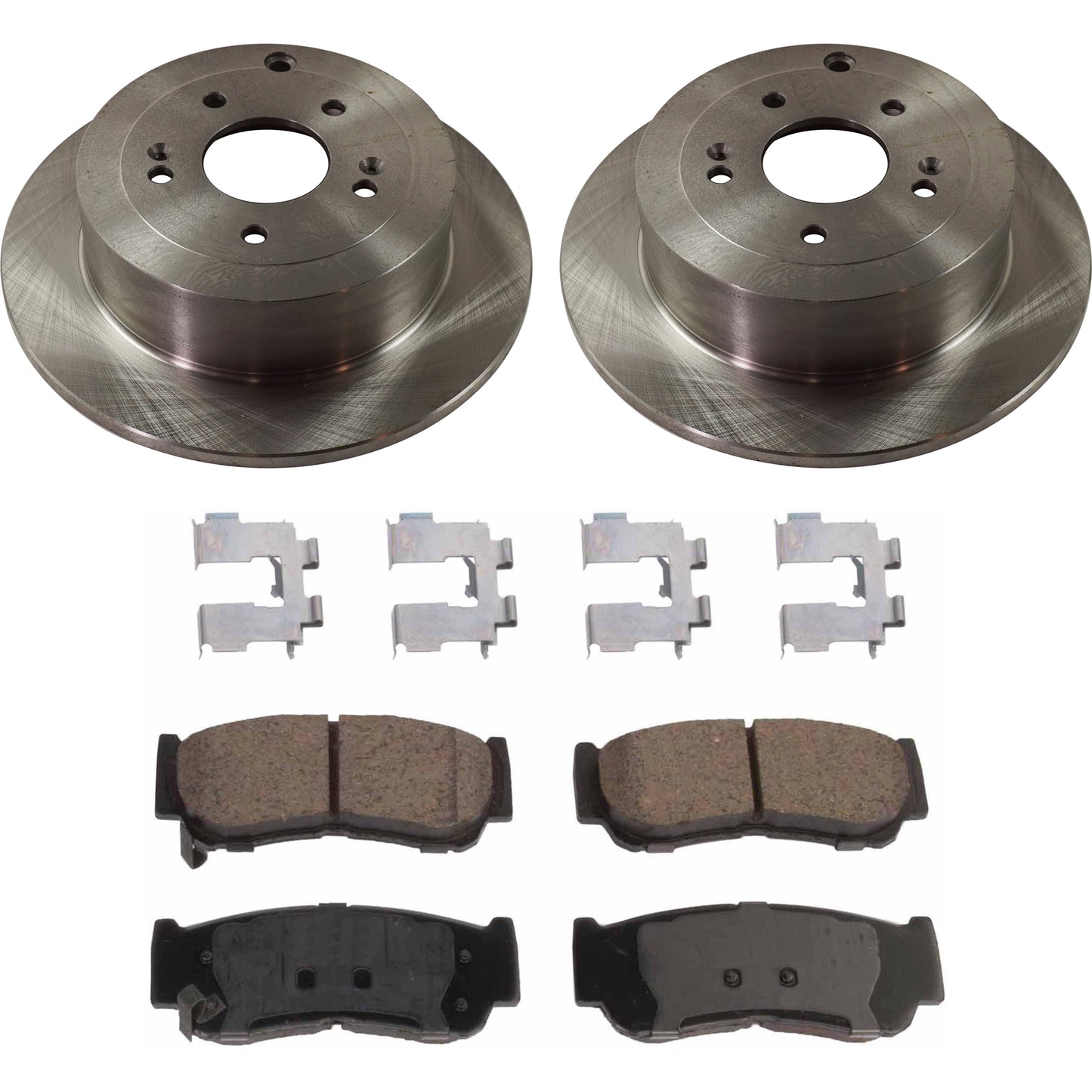 2-Wheel Set Brake Disc and Pad Kit, Plain Surface 5 Lugs 302.01 mm Ceramic Pro-Line Series, Includes (2) Brake Disc and (1) Brake Pad Set