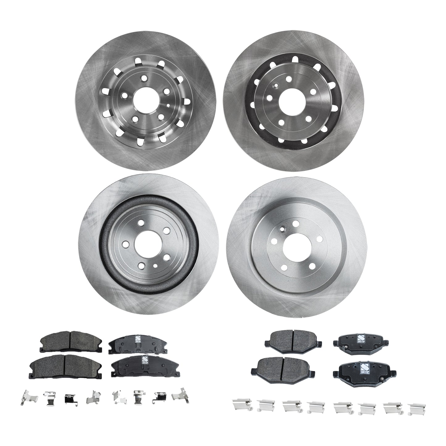 4-Wheel Set Front and Rear Brake Disc and Pad Kit, Plain Surface 5 Lugs Front and Rear-352.04 mm Front-Ceramic/Rear-Semi-Metallic Pro-Line Series, Includes (4) Brake Disc and (2) Brake Pad Set