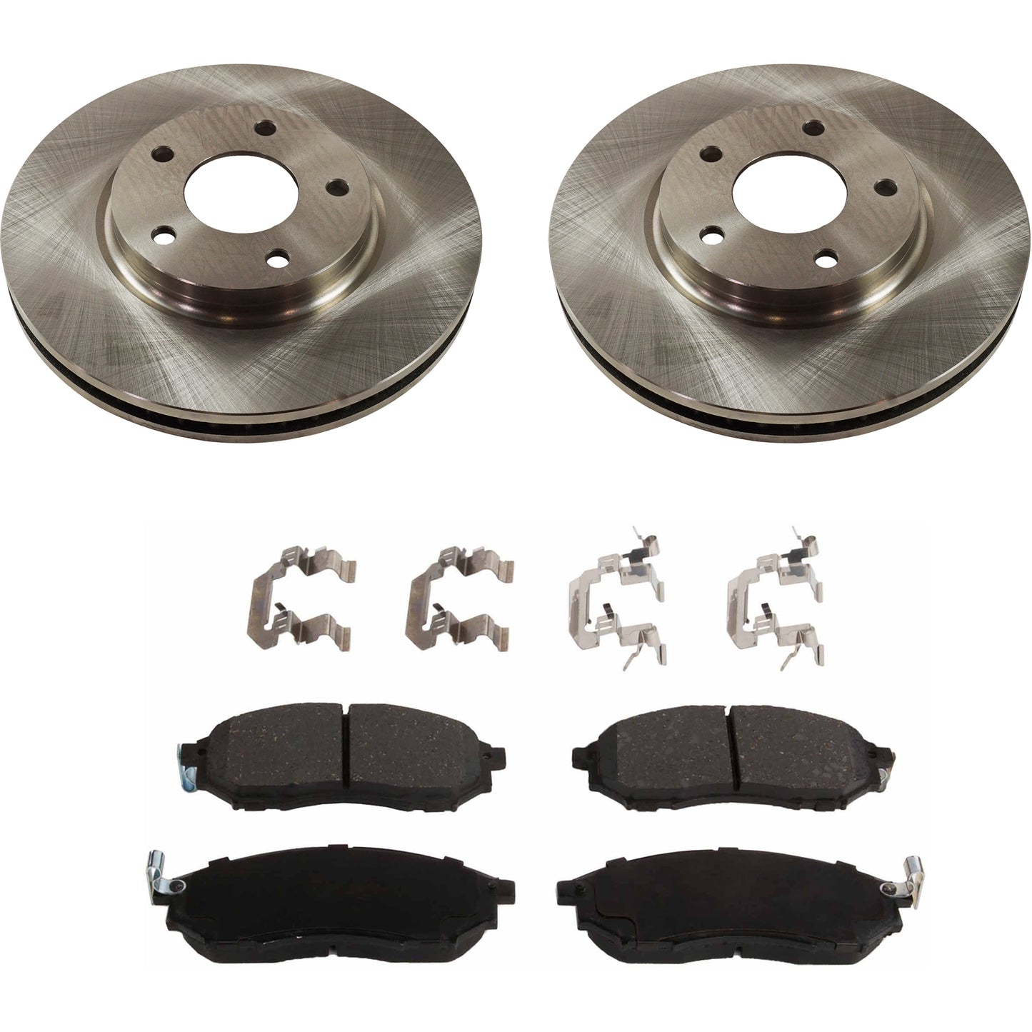 2-Wheel Set Front Brake Disc and Pad Kit, Plain Surface 5 Lugs 290.07 mm Ceramic Pro-Line Series, Includes (2) Brake Disc and (1) Brake Pad Set