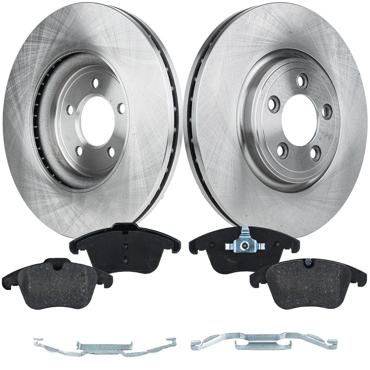 2-Wheel Set Front Brake Disc and Pad Kit, Plain Surface 5 Lugs 325.88 mm Organic Pro-Line Series, Includes (2) Brake Disc and (1) Brake Pad Set