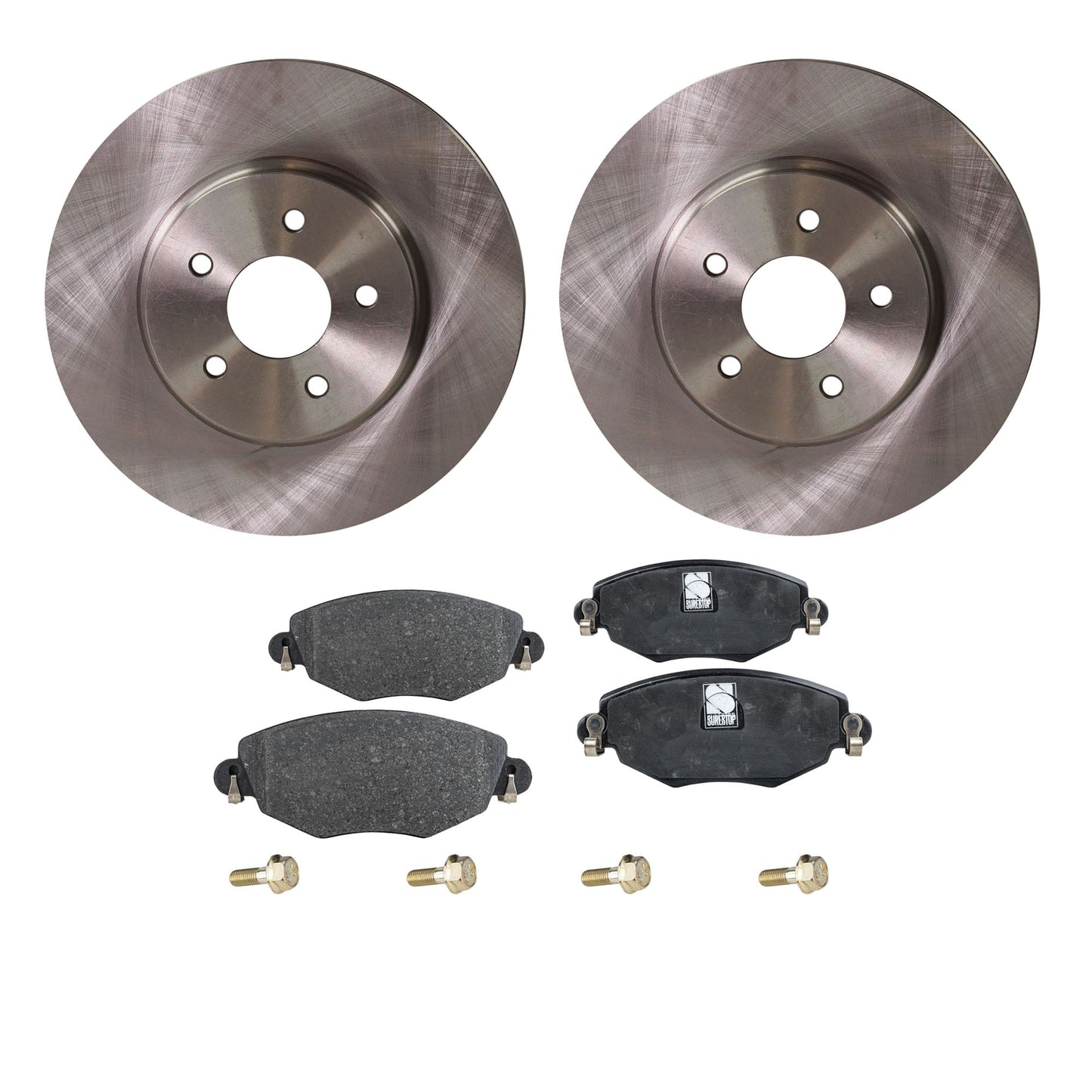 2-Wheel Set Front Brake Disc and Pad Kit, Plain Surface 5 Lugs 299.97 mm Organic Pro-Line Series, Includes (2) Brake Disc and (1) Brake Pad Set