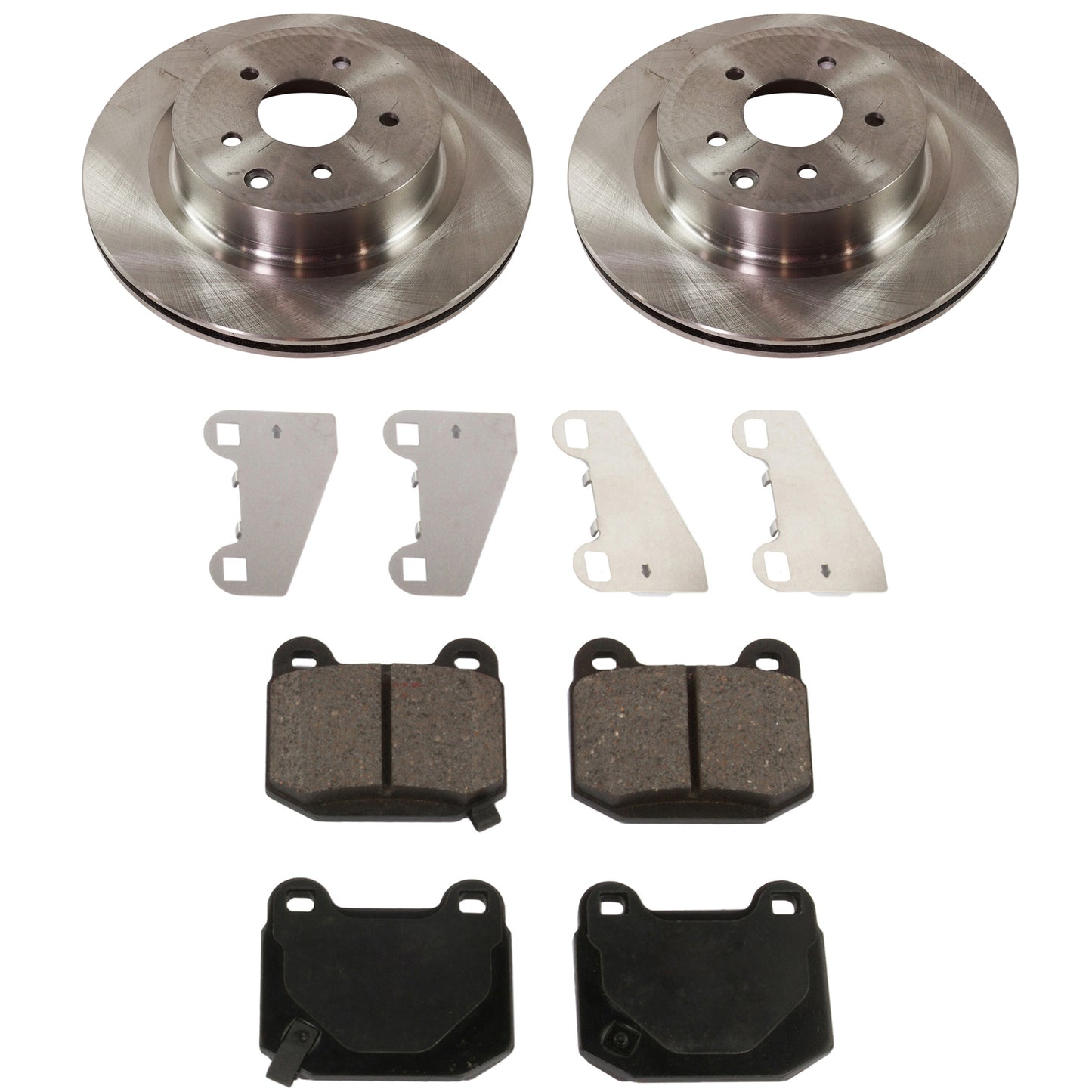 2-Wheel Set Rear Brake Disc and Pad Kit, Plain Surface 5 Lugs 322.07 mm Organic Pro-Line Series, Includes (2) Brake Disc and (1) Brake Pad Set