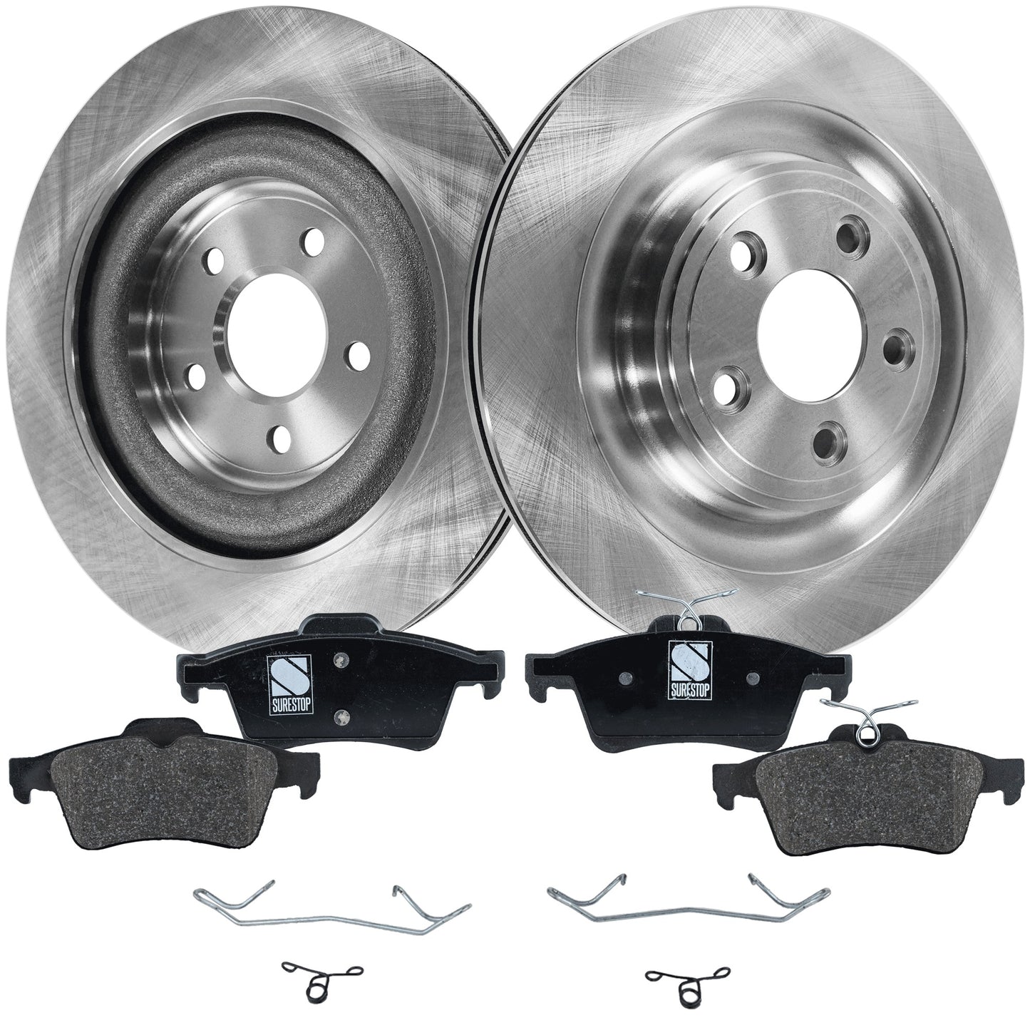 2-Wheel Set Rear Brake Disc and Pad Kit, Plain Surface 5 Lugs 325.88 mm Organic Pro-Line Series, Includes (1) Brake Pad Set and (2) Brake Disc