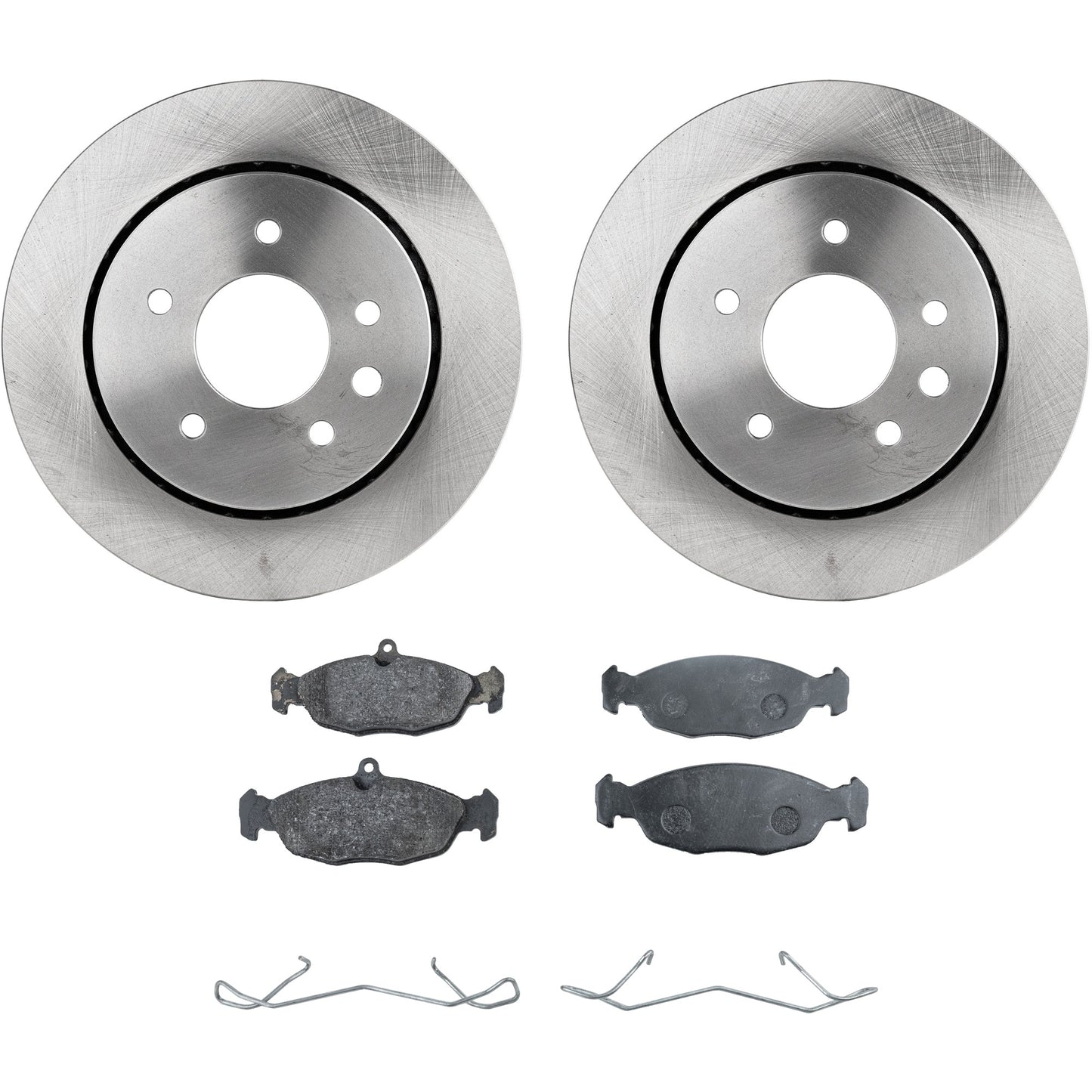 2-Wheel Set Rear Brake Disc and Pad Kit, Plain Surface 5 Lugs 305.05 mm Organic Pro-Line Series, Includes (1) Brake Pad Set and (2) Brake Disc