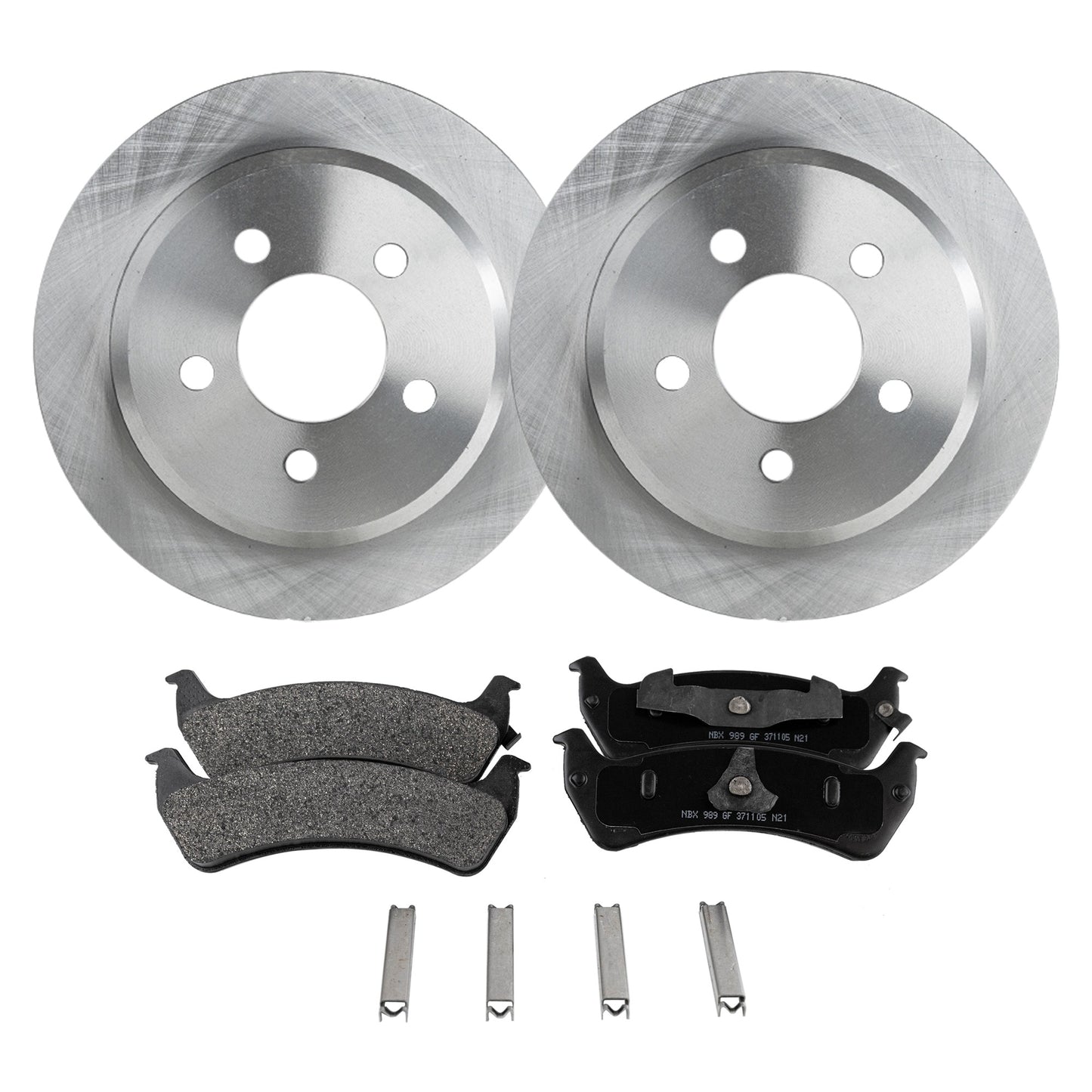 2-Wheel Set Brake Disc and Pad Kit, Plain Surface 5 Lugs 284.73 mm Semi-metallic Pro-Line Series, Includes (2) Brake Disc and (1) Brake Pad Set