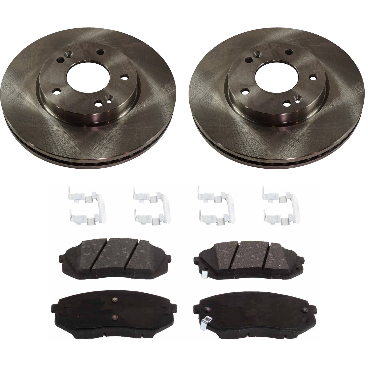 2-Wheel Set Front Brake Disc and Pad Kit, Plain Surface 5 Lugs 279.91 mm Ceramic Pro-Line Series, Includes (1) Brake Pad Set and (2) Brake Disc