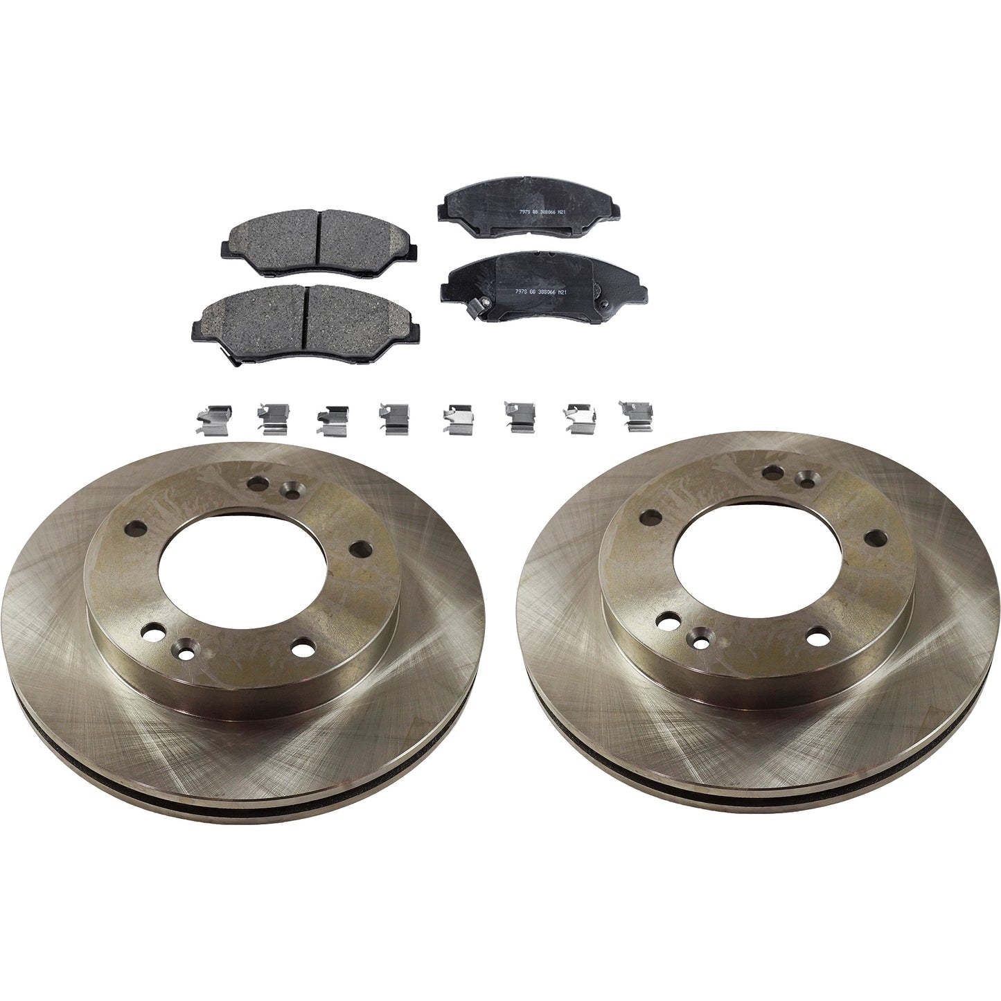2-Wheel Set Brake Disc and Pad Kit, Plain Surface 5 Lugs 283.97 mm Ceramic Pro-Line Series, Includes (2) Brake Disc and (1) Brake Pad Set