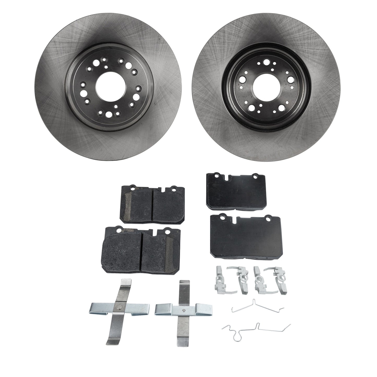 2-Wheel Set Front Brake Disc and Pad Kit, Plain Surface 5 Lugs 314.96 mm Organic Pro-Line Series, Includes (1) Brake Pad Set and (2) Brake Disc