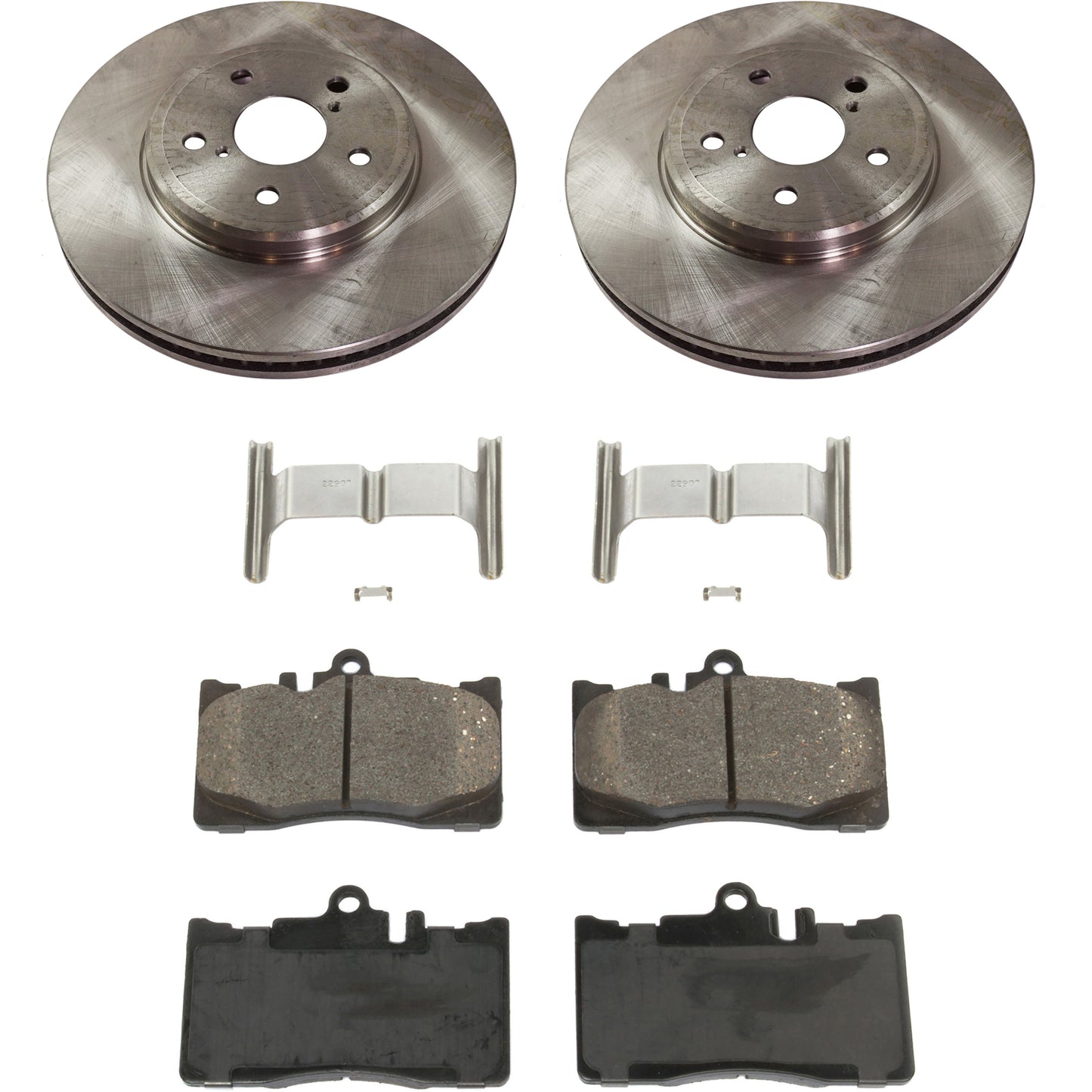 2-Wheel Set Front Brake Disc and Pad Kit, Plain Surface 5 Lugs 314.96 mm Ceramic Pro-Line Series, Includes (2) Brake Disc and (1) Brake Pad Set