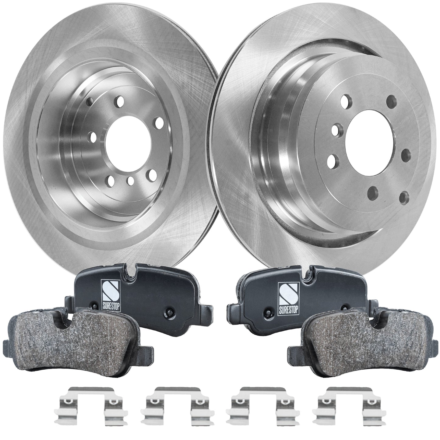 2-Wheel Set Rear Brake Disc and Pad Kit, Plain Surface 5 Lugs 354.08 mm Organic Pro-Line Series, Includes (2) Brake Disc and (1) Brake Pad Set