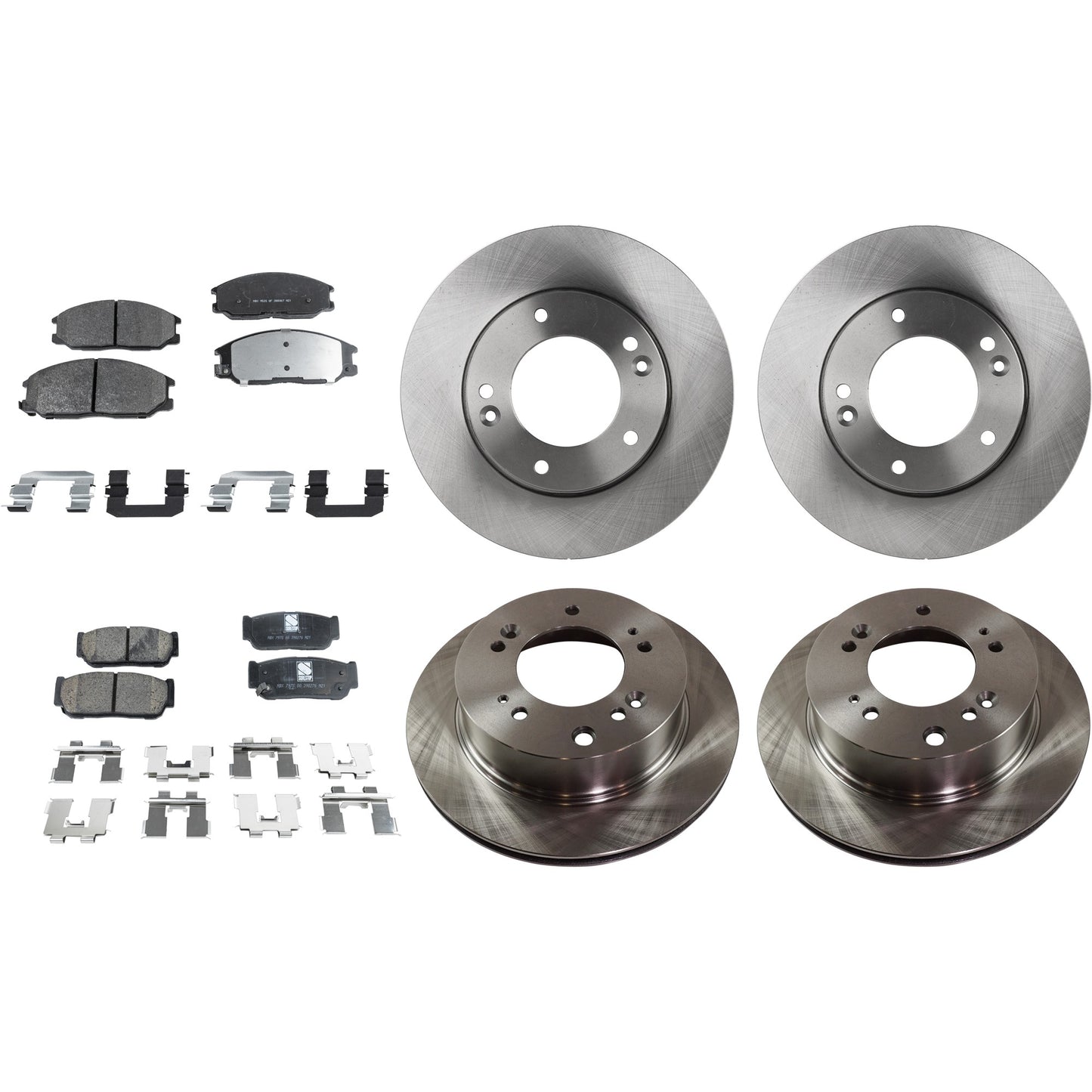 4-Wheel Set Front and Rear Brake Disc and Pad Kit, Plain Surface 5 Lugs Front-299.97 mm/Rear-314.96 mm Front-Organic/Rear-Ceramic Pro-Line Series, Includes (4) Brake Disc and (2) Brake Pad Set