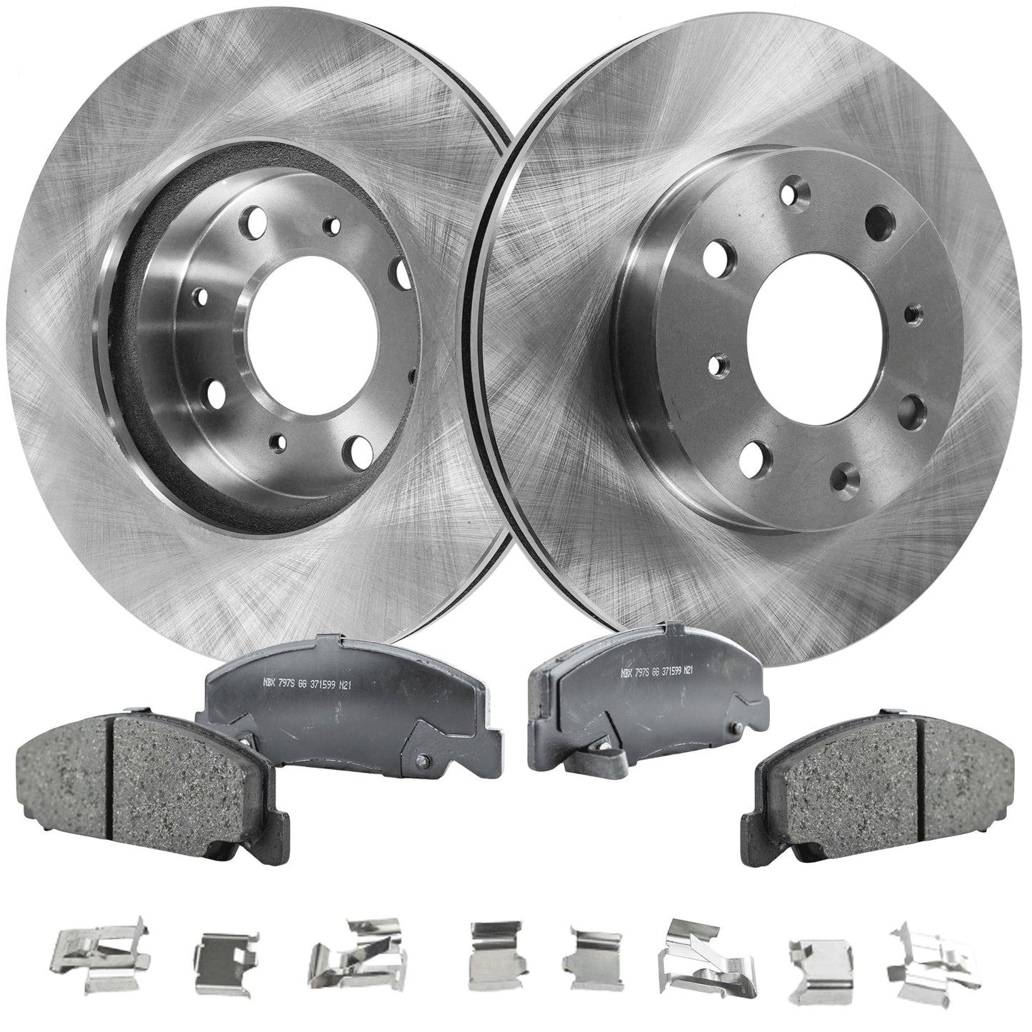2-Wheel Set Front Brake Disc and Pad Kit, Plain Surface 4 Lugs 240.03 mm Ceramic Pro-Line Series, Includes (2) Brake Disc and (1) Brake Pad Set