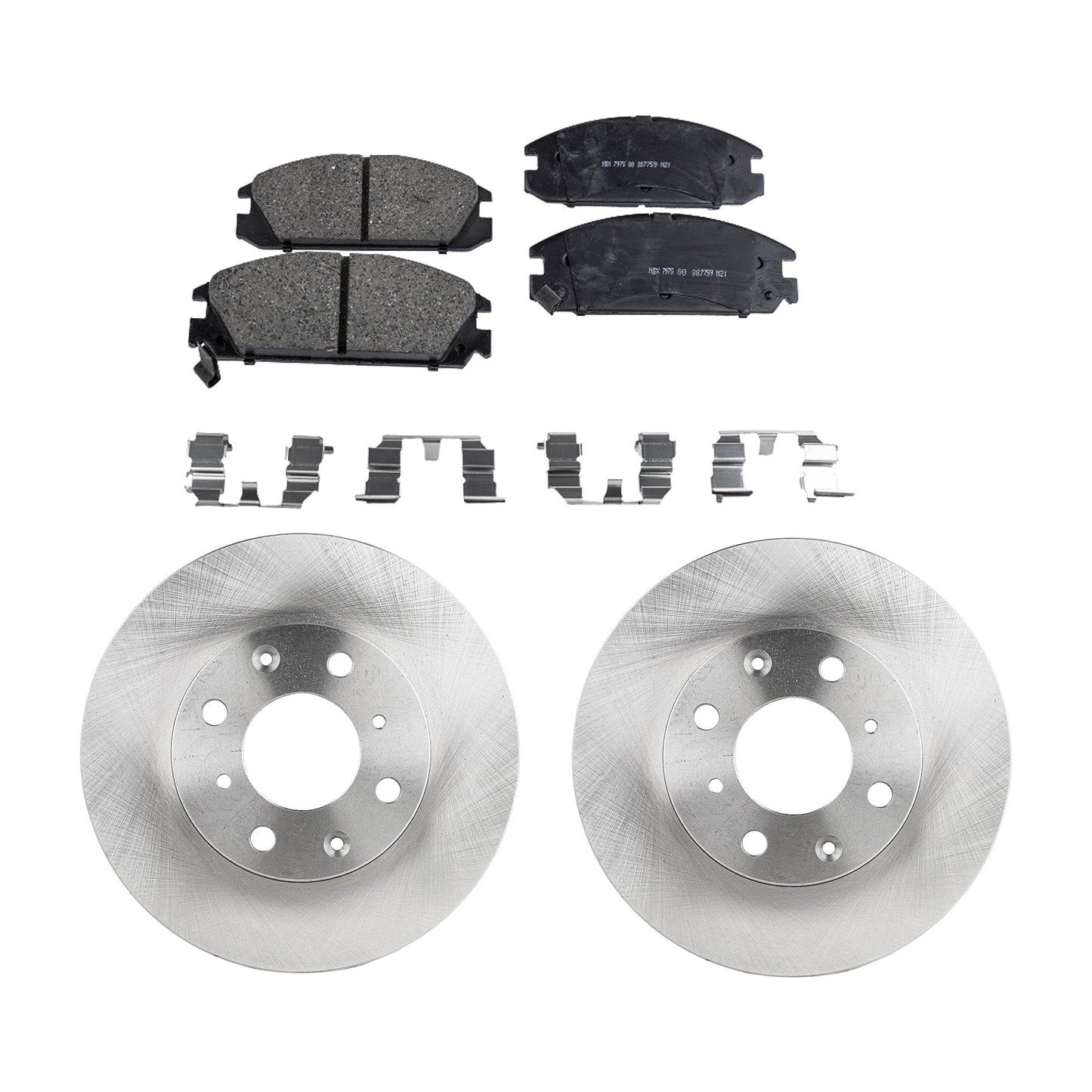 2-Wheel Set Front Brake Disc and Pad Kit, Plain Surface 4 Lugs 242.06 mm Ceramic Pro-Line Series, Includes (2) Brake Disc and (1) Brake Pad Set