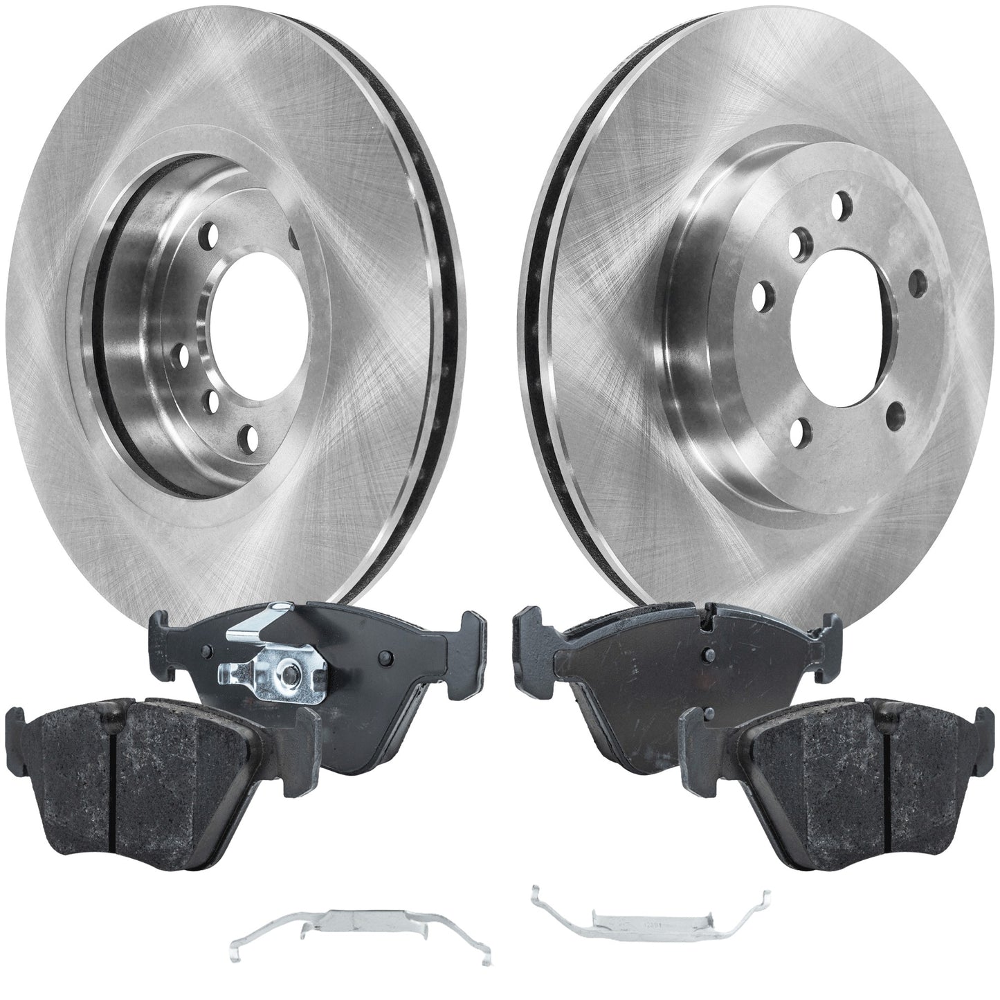 2-Wheel Set Front Brake Disc and Pad Kit, Plain Surface 5 Lugs 325.12 mm Organic Pro-Line Series, Includes (2) Brake Disc and (1) Brake Pad Set