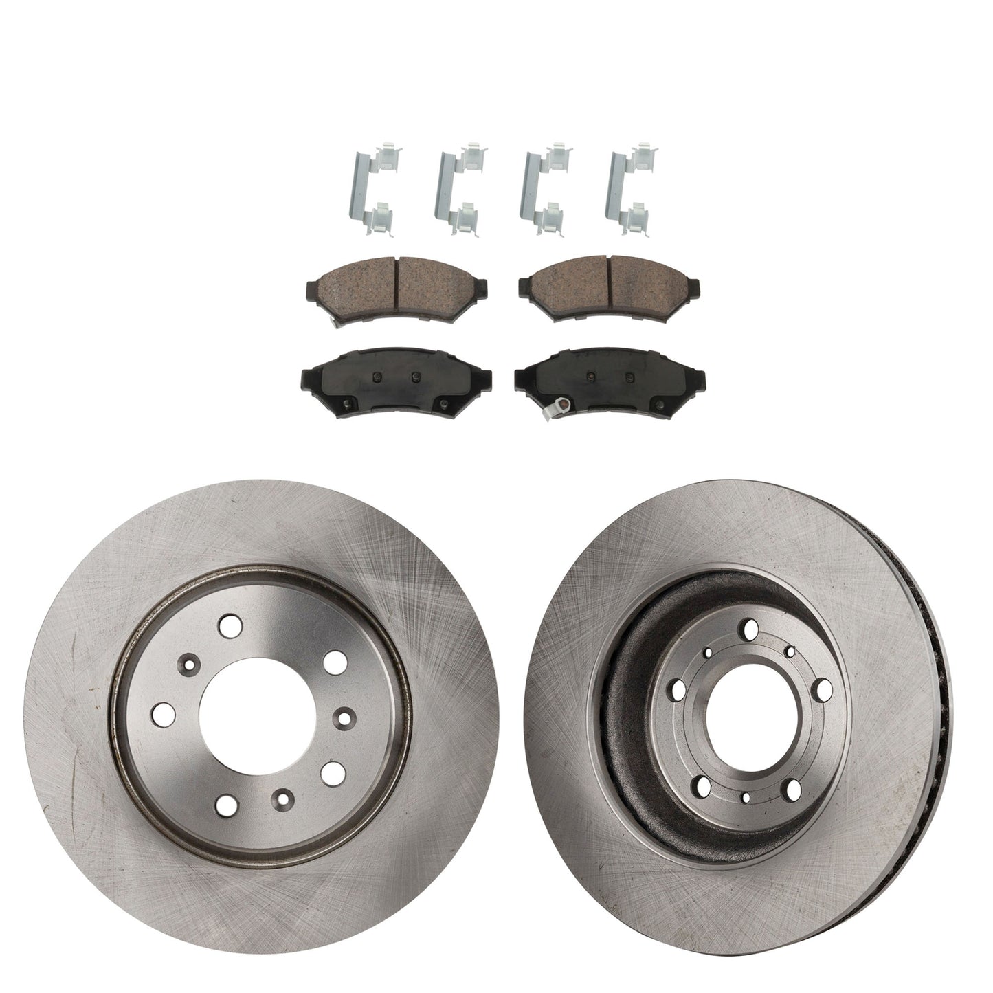 2-Wheel Set Front Brake Disc and Pad Kit, Plain Surface 5 Lugs 296.93 mm Ceramic Pro-Line Series, Includes (1) Brake Pad Set and (2) Brake Disc