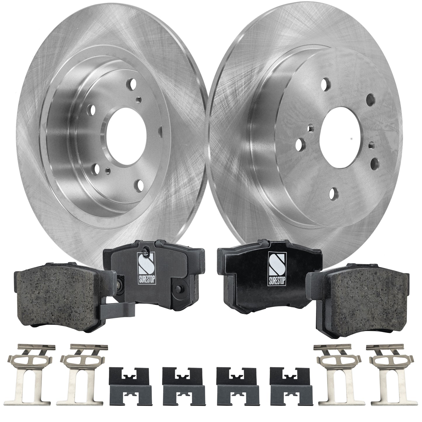 2-Wheel Set Brake Disc and Pad Kit, Plain Surface 5 Lugs 277.88 mm Ceramic Pro-Line Series, Includes (2) Brake Disc and (1) Brake Pad Set