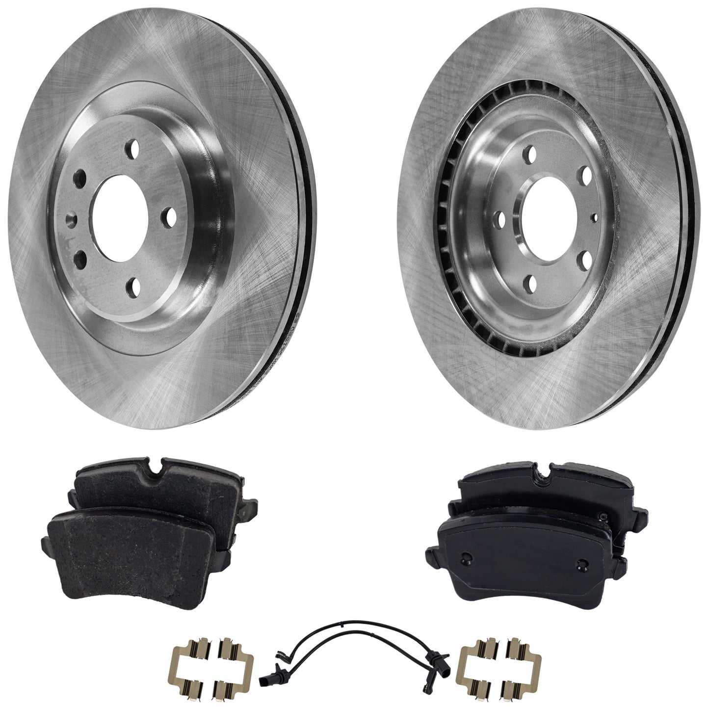 2-Wheel Set Rear Brake Disc and Pad Kit, Plain Surface 5 Lugs 329.95 mm Organic Pro-Line Series, Includes (1) Brake Pad Set and (2) Brake Disc