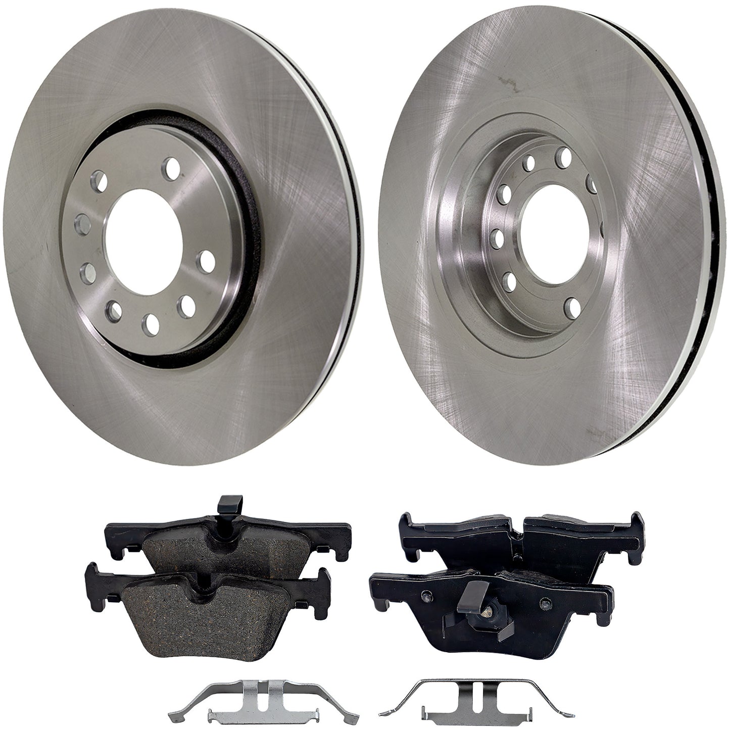 2-Wheel Set Rear Brake Disc and Pad Kit, Plain Surface 5 Lugs 299.72 mm Organic Pro-Line Series, Includes (2) Brake Disc and (1) Brake Pad Set