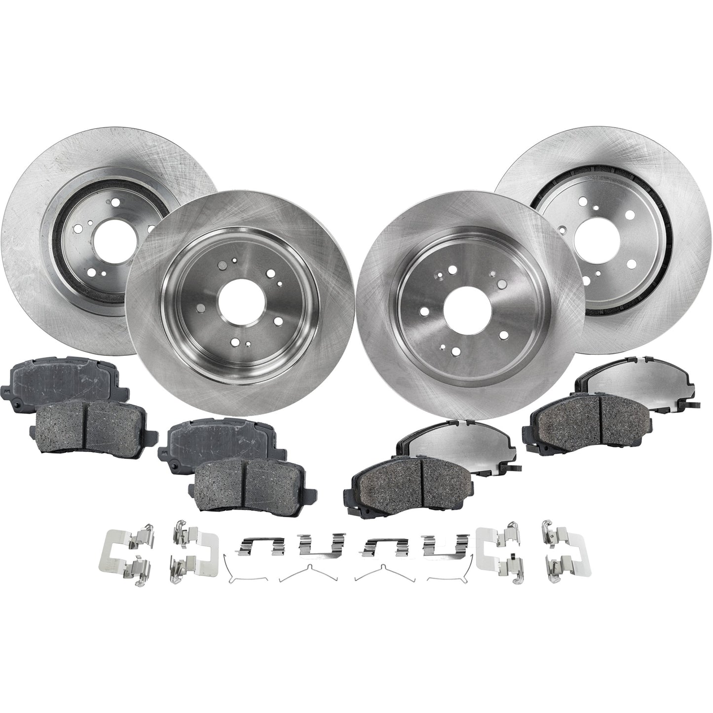 4-Wheel Set Front and Rear Brake Disc and Pad Kit, Plain Surface 5 Lugs Front-320 mm/Rear-310 mm Front-Organic/Rear-Ceramic Pro-Line Series, Includes (4) Brake Disc and (2) Brake Pad Set