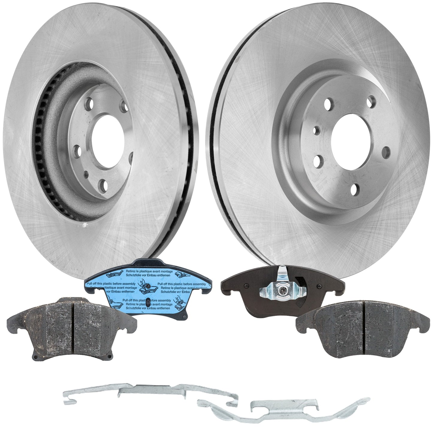 2-Wheel Set Front Brake Disc and Pad Kit, Plain Surface 5 Lugs 315.98 mm Ceramic Pro-Line Series, Includes (2) Brake Disc and (1) Brake Pad Set