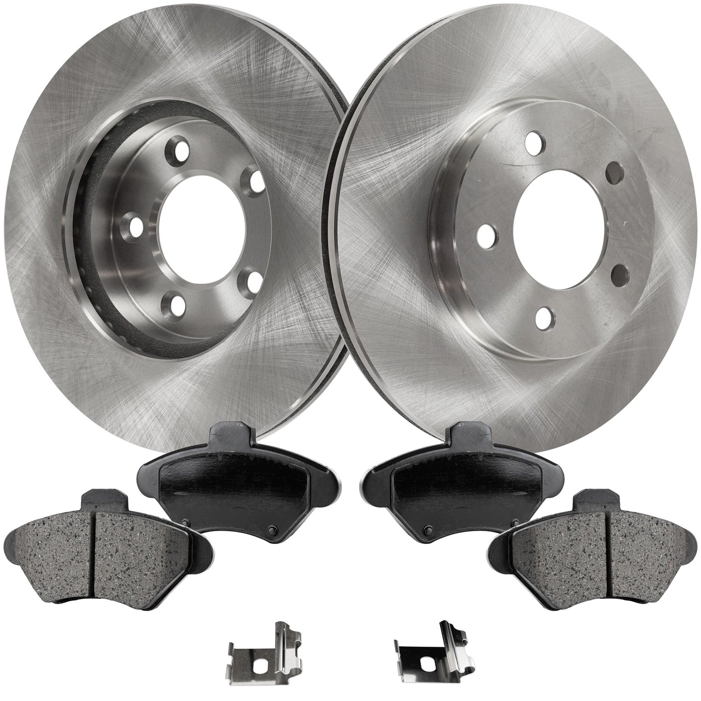 2-Wheel Set Front Brake Disc and Pad Kit, Plain Surface 5 Lugs 276 mm Ceramic Pro-Line Series, Includes (2) Brake Disc and (1) Brake Pad Set