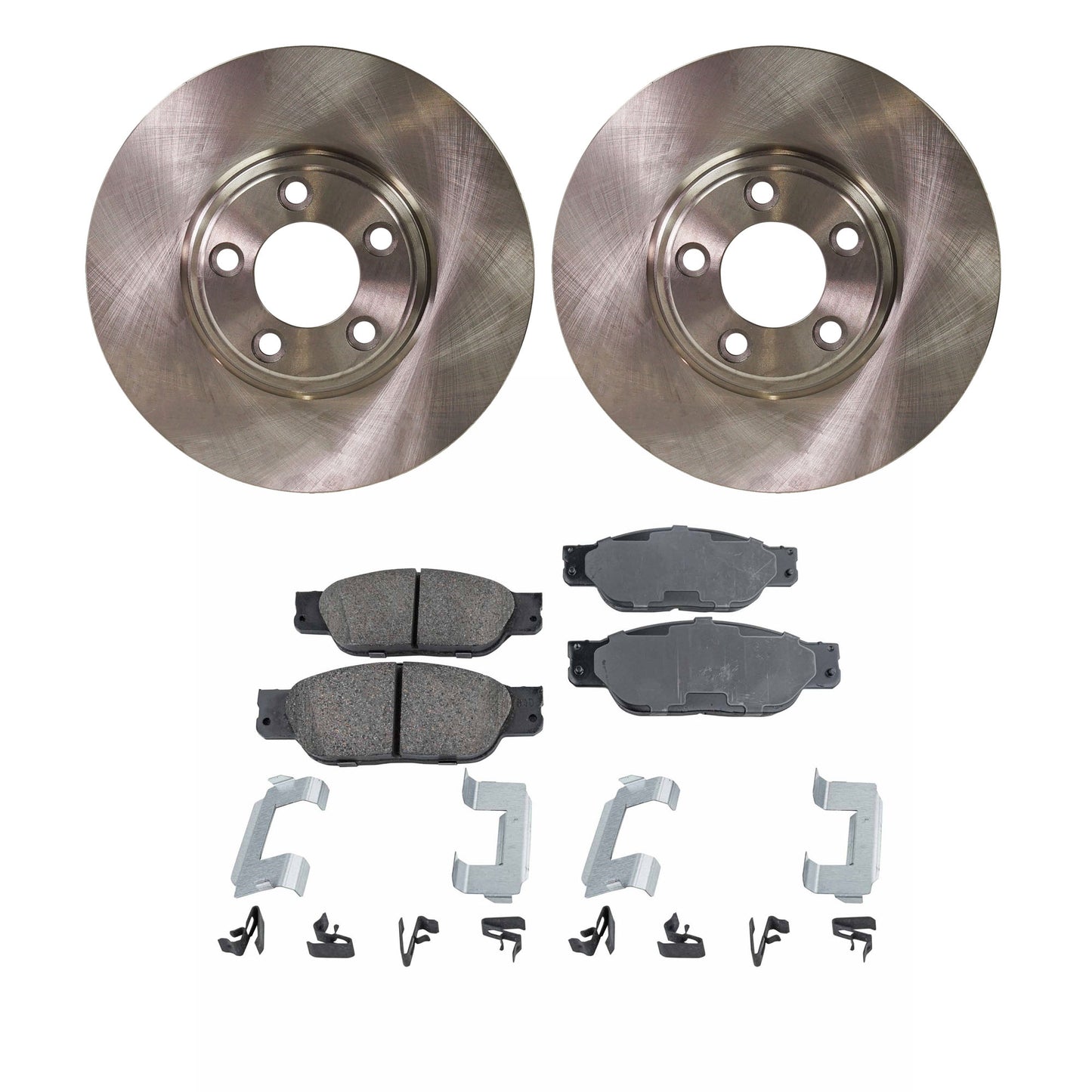 2-Wheel Set Front Brake Disc and Pad Kit, Plain Surface 5 Lugs 299.97 mm Organic Pro-Line Series, Includes (2) Brake Disc and (1) Brake Pad Set