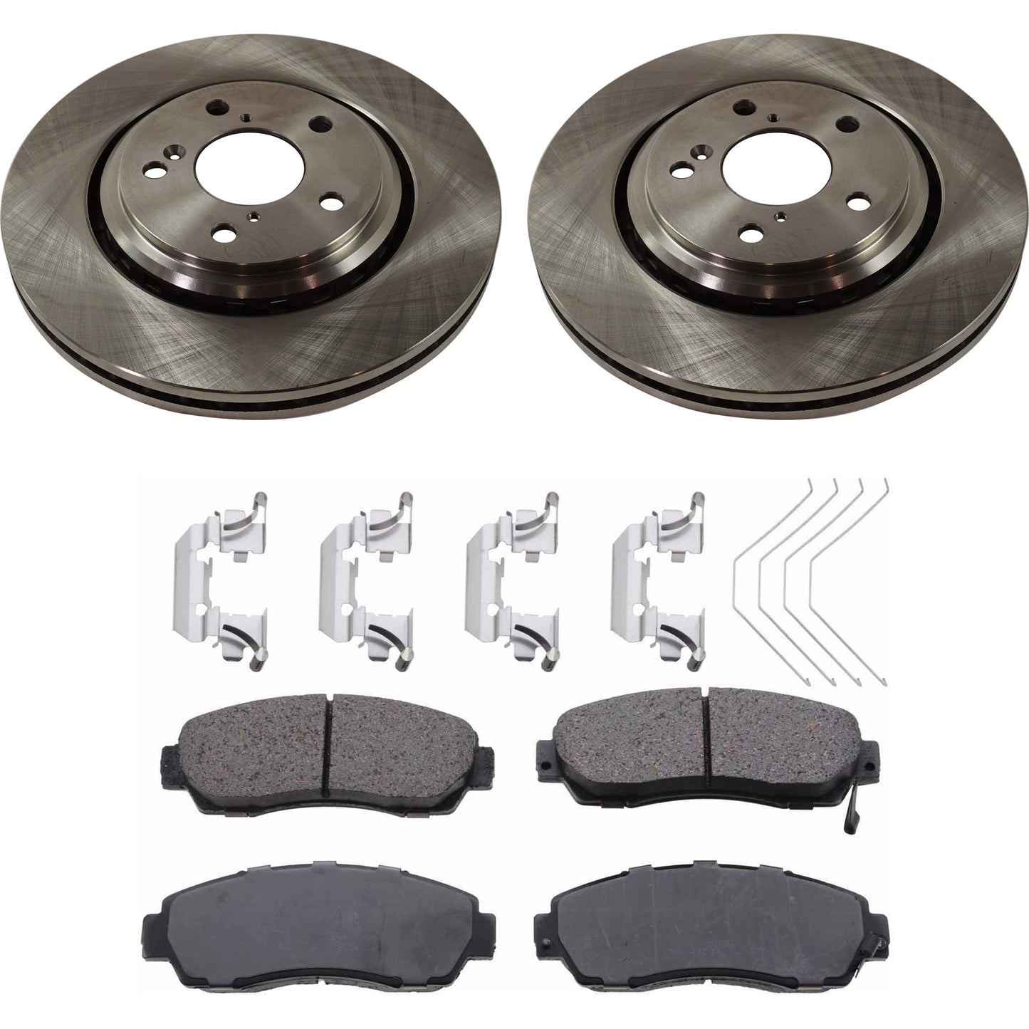 2-Wheel Set Front Brake Disc and Pad Kit, Plain Surface 5 Lugs 320.04 mm Ceramic Pro-Line Series, Includes (1) Brake Pad Set and (2) Brake Disc