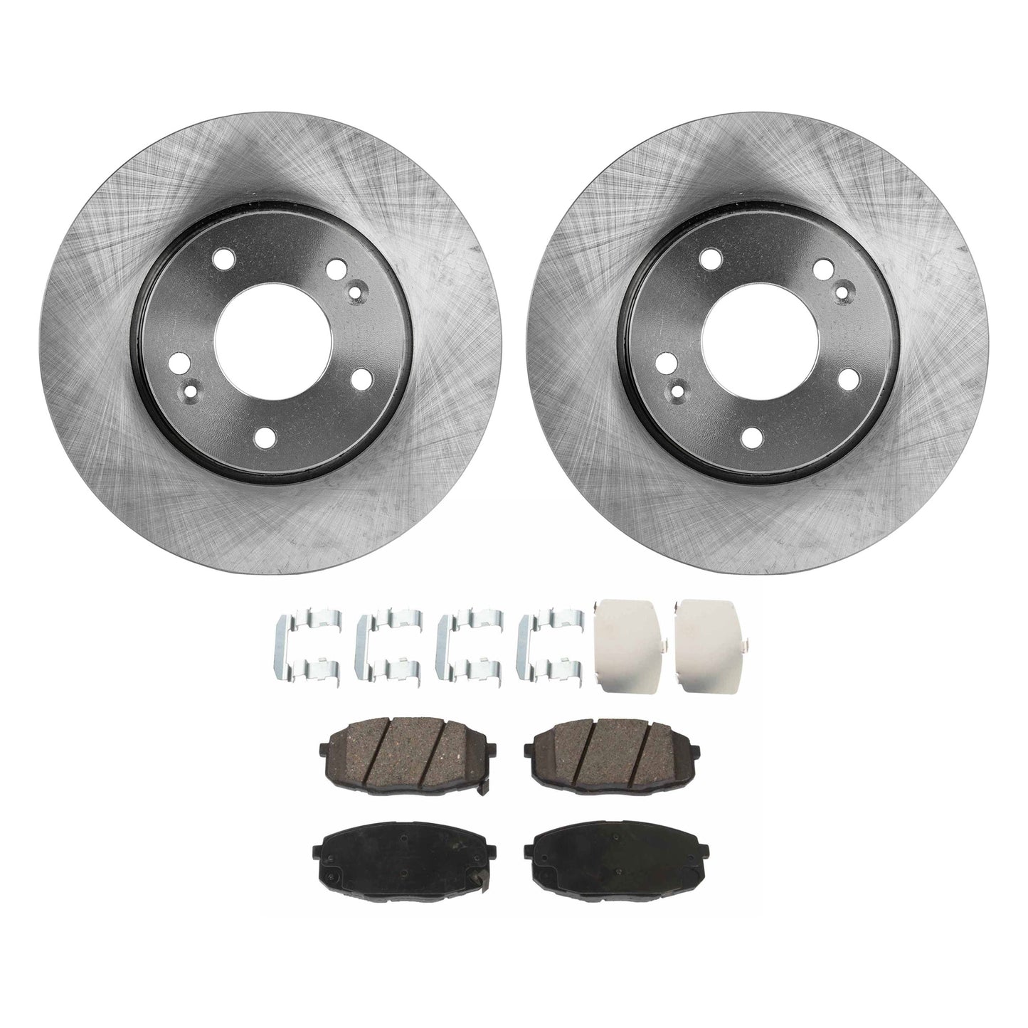 2-Wheel Set Front Brake Disc and Pad Kit, Plain Surface 5 Lugs 279.91 mm Ceramic Pro-Line Series, Includes (2) Brake Disc and (1) Brake Pad Set
