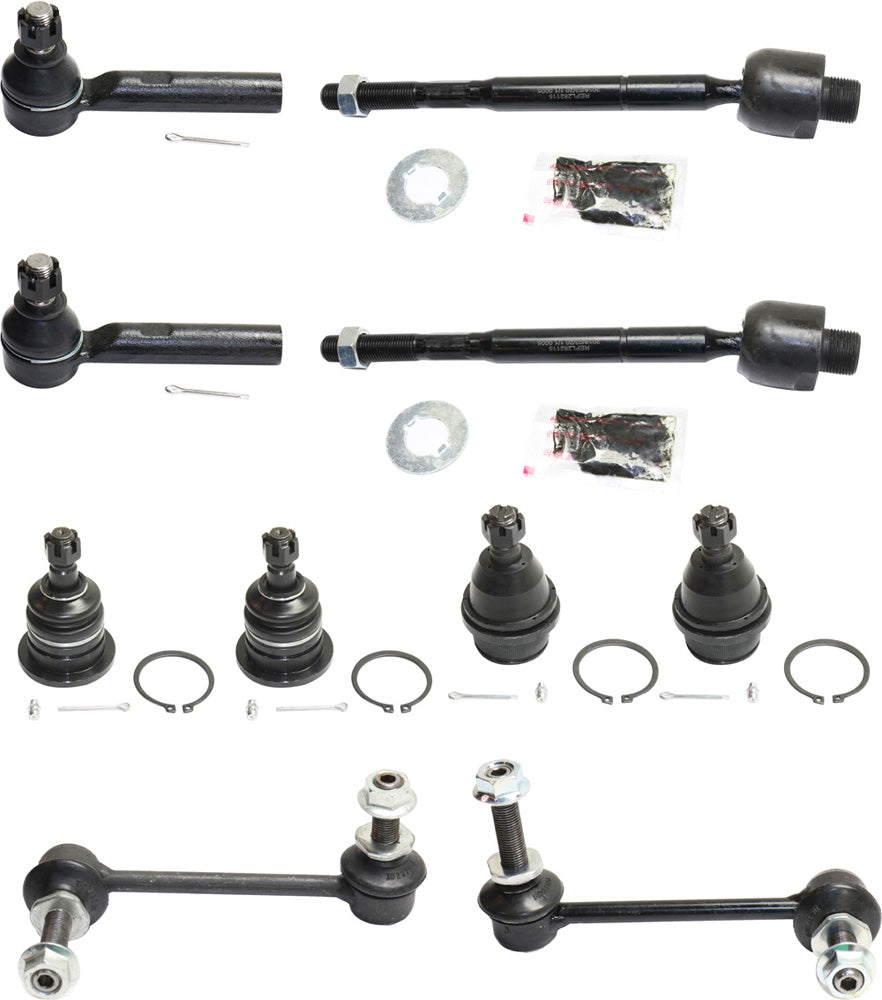 10-Piece Kit Front, Driver and Passenger Side Suspension Kit, Includes (2) Sway Bar Link, (4) Ball Joint and (4) Tie Rod End