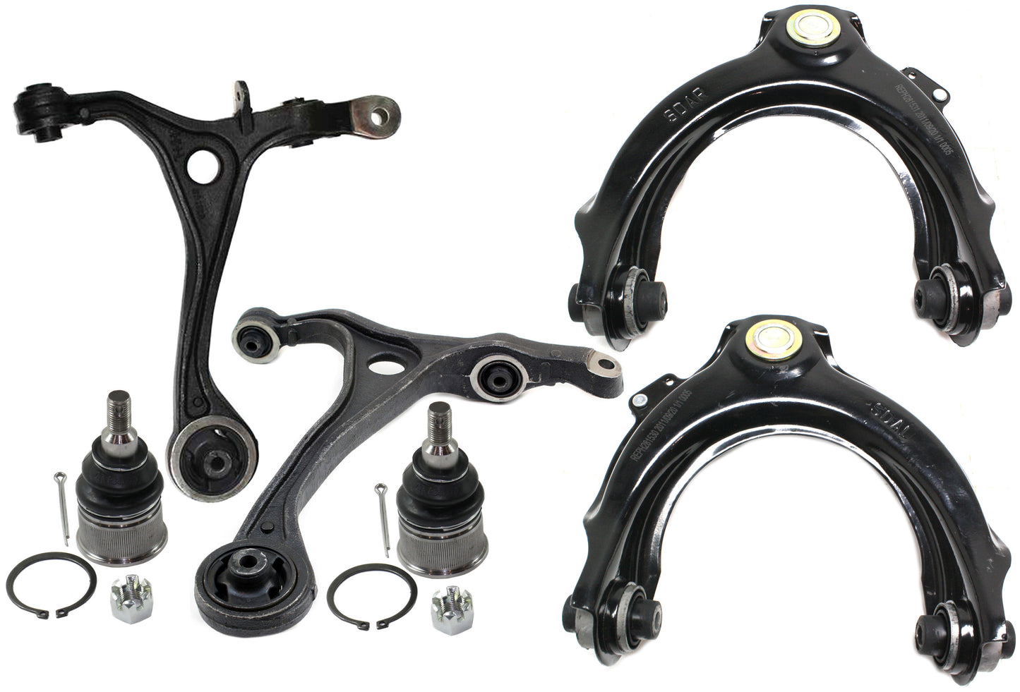 6-Piece Kit Front, Driver and Passenger Side, Upper and Lower Control Arm Kit, Includes (2) Ball Joint and (4) Control Arm