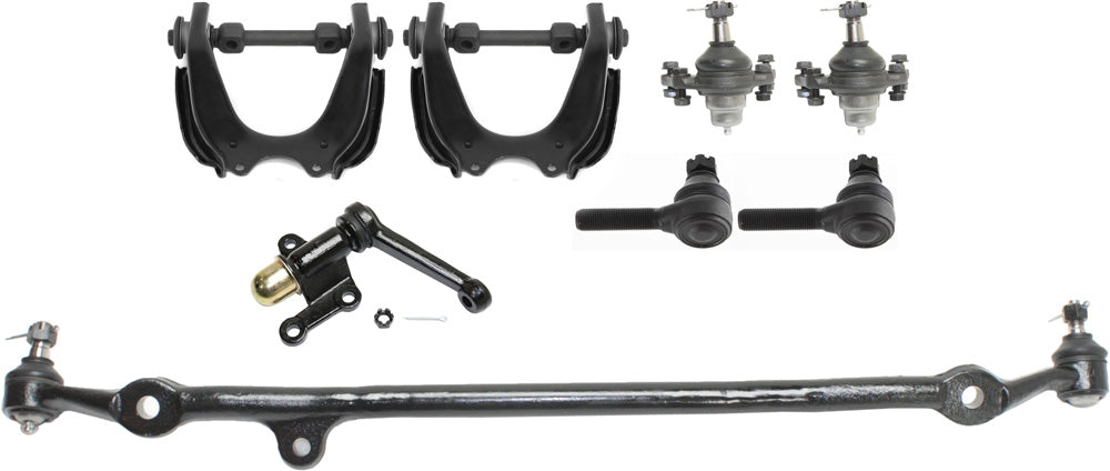 8-Piece Kit Front, Driver and Passenger Side, Upper Control Arm Kit, Includes (2) Ball Joint, (1) Center Link, (2) Control Arm, (1) Idler Arm, and (2) Tie Rod End