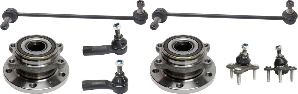 8-Piece Kit Front, Driver and Passenger Side Suspension Kit, Includes (2) Ball Joint, (2) Tie Rod End, (2) Sway Bar Link and (2) Wheel Hub