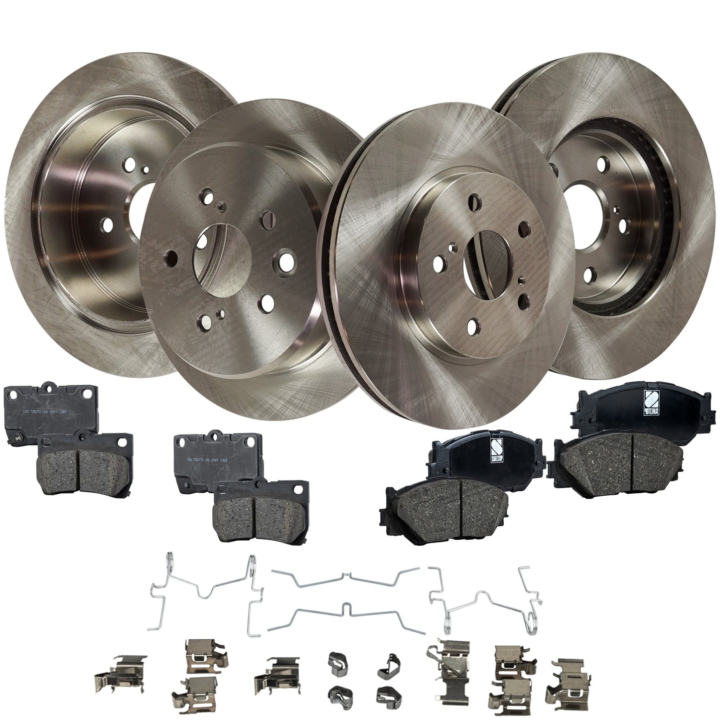 4-Wheel Set Front and Rear Brake Disc and Pad Kit, Plain Surface 5 Lugs Front-295.91 mm/Rear-291.08 mm Ceramic Pro-Line Series, Includes (4) Brake Disc and (2) Brake Pad Set