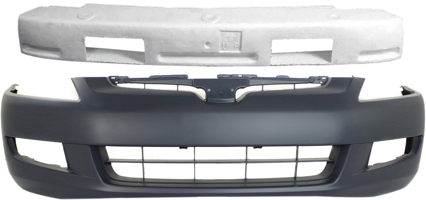 2-Piece Kit, Front Primed Bumper Cover, Includes (1) Bumper Absorber and (1) Bumper Cover
